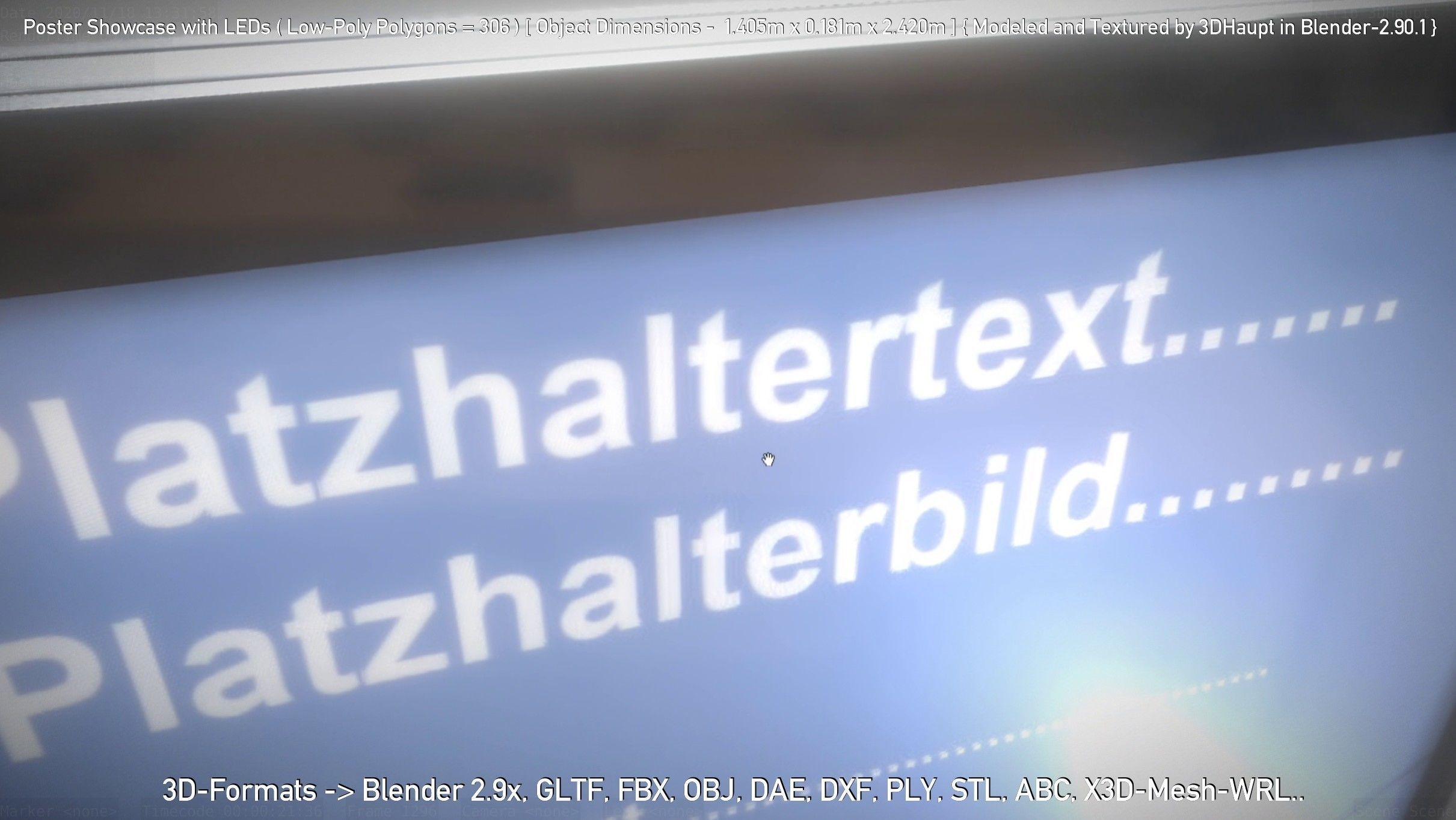 Outdoor Poster Showcase with LED Lighting Low-poly 3D model_15