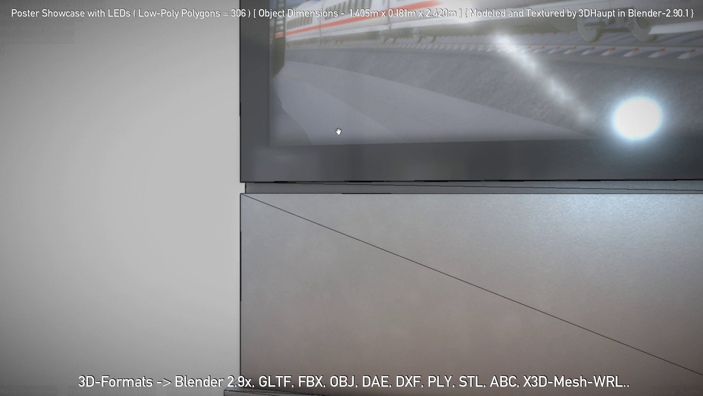 Outdoor Poster Showcase with LED Lighting Low-poly 3D model_67