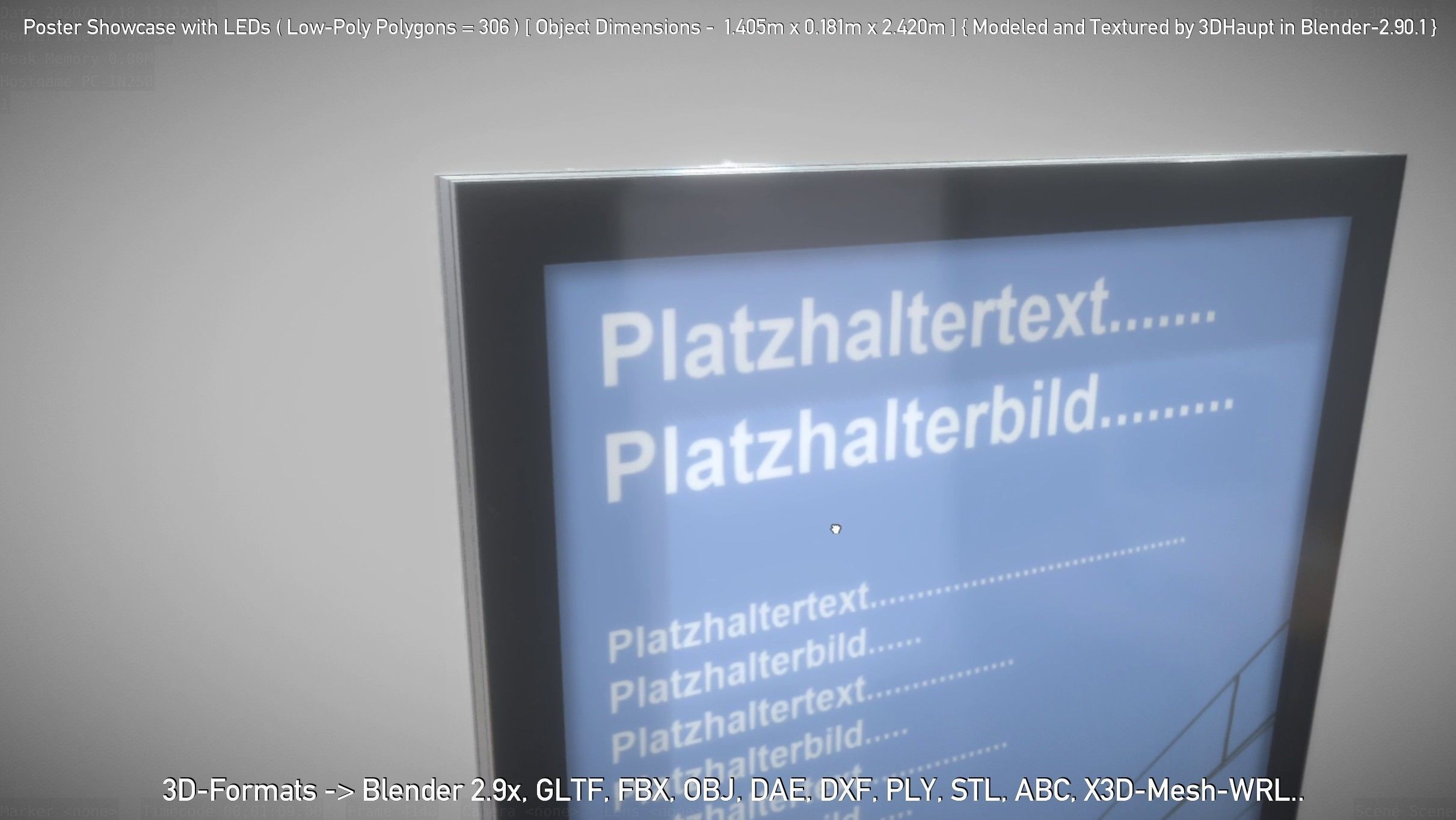 Outdoor Poster Showcase with LED Lighting Low-poly 3D model_73