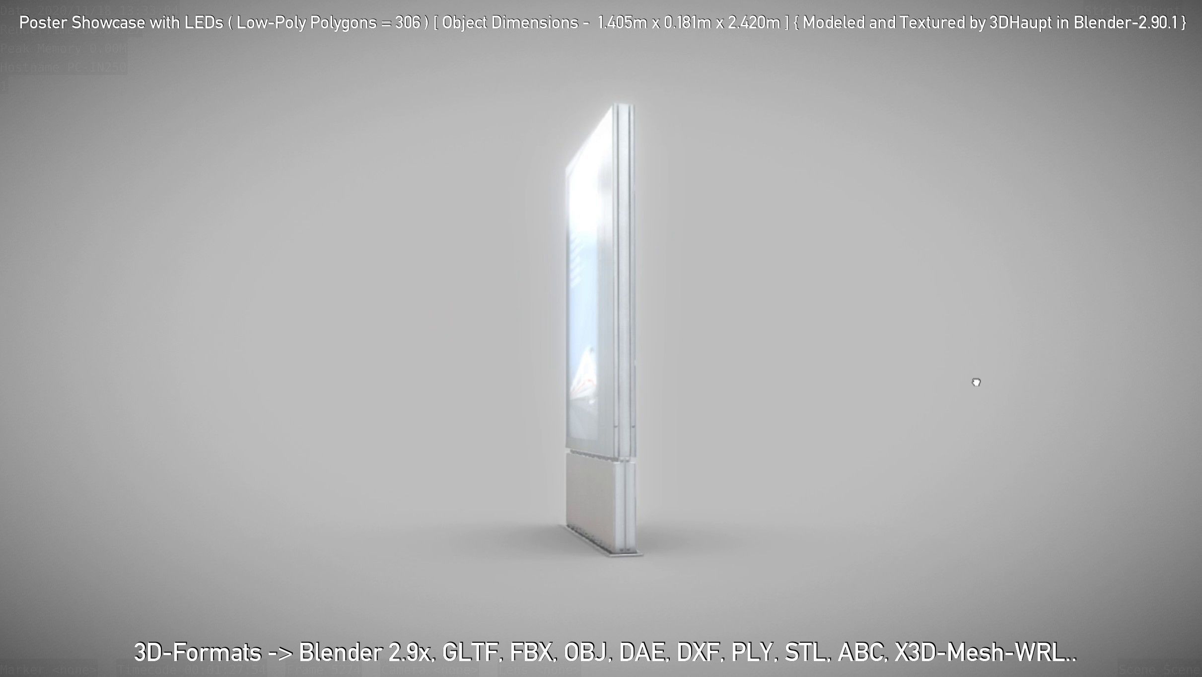 Outdoor Poster Showcase with LED Lighting Low-poly 3D model_84