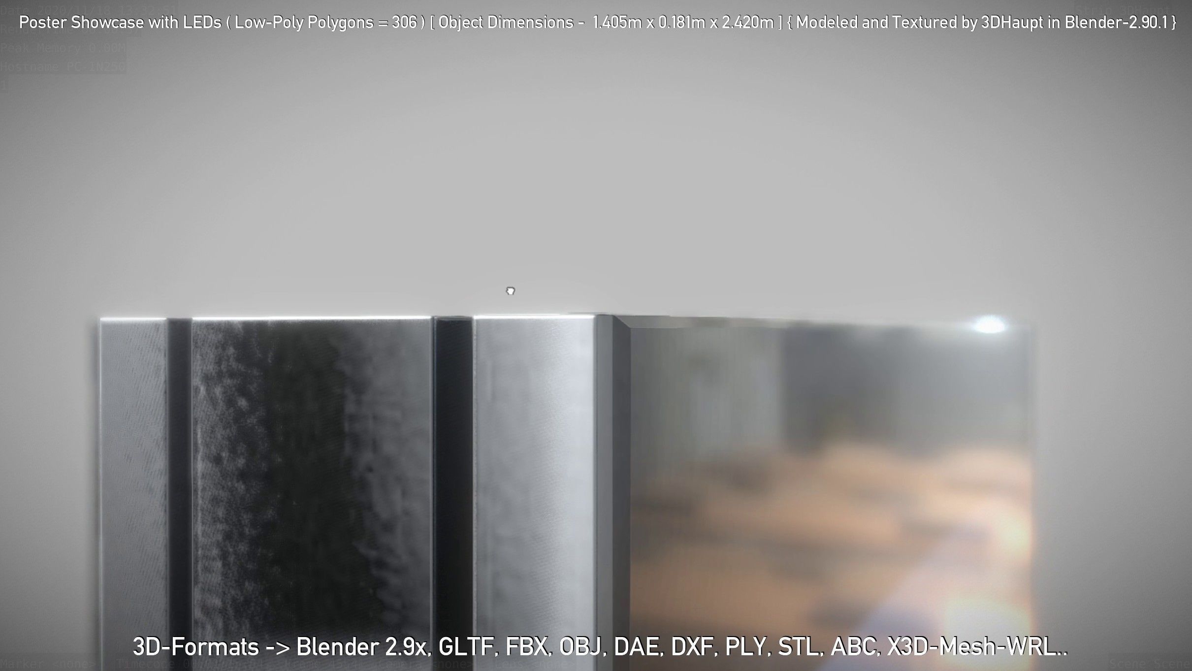 Outdoor Poster Showcase with LED Lighting Low-poly 3D model_77