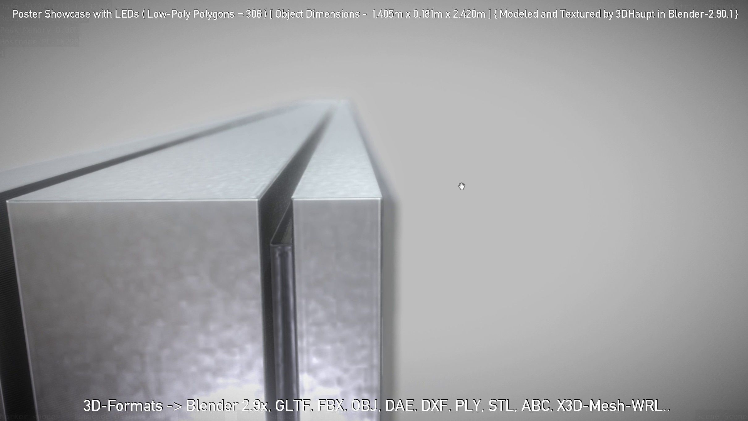 Outdoor Poster Showcase with LED Lighting Low-poly 3D model_43