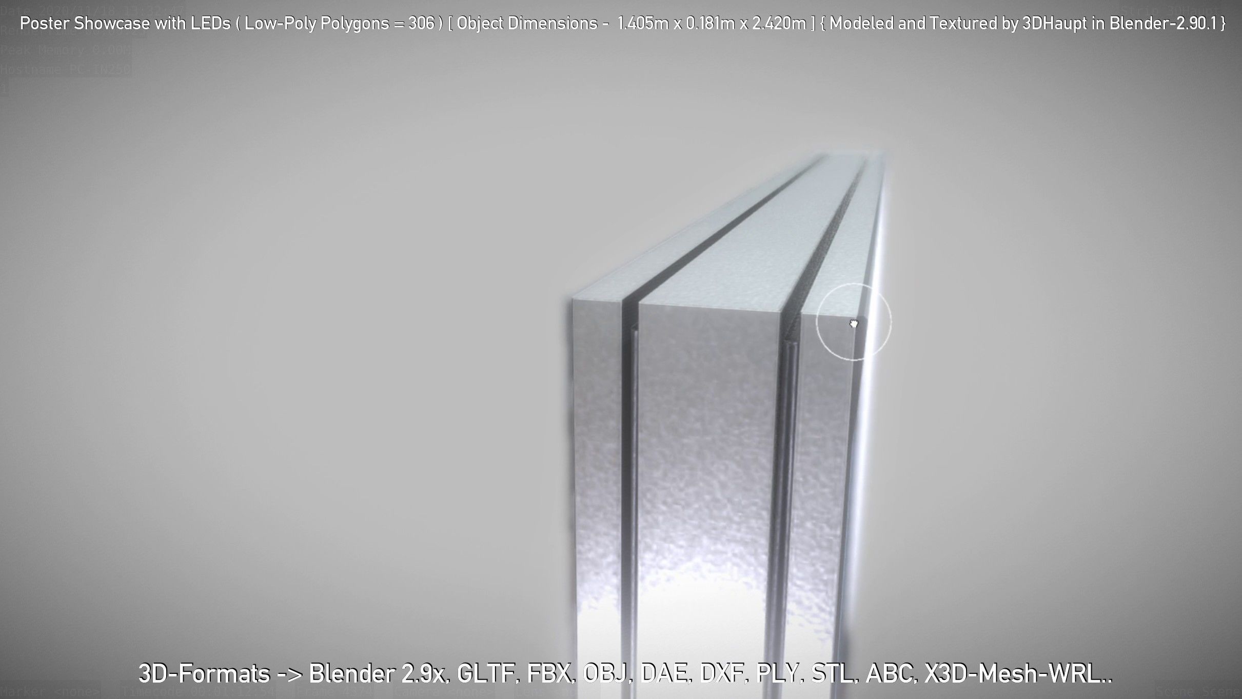 Outdoor Poster Showcase with LED Lighting Low-poly 3D model_75