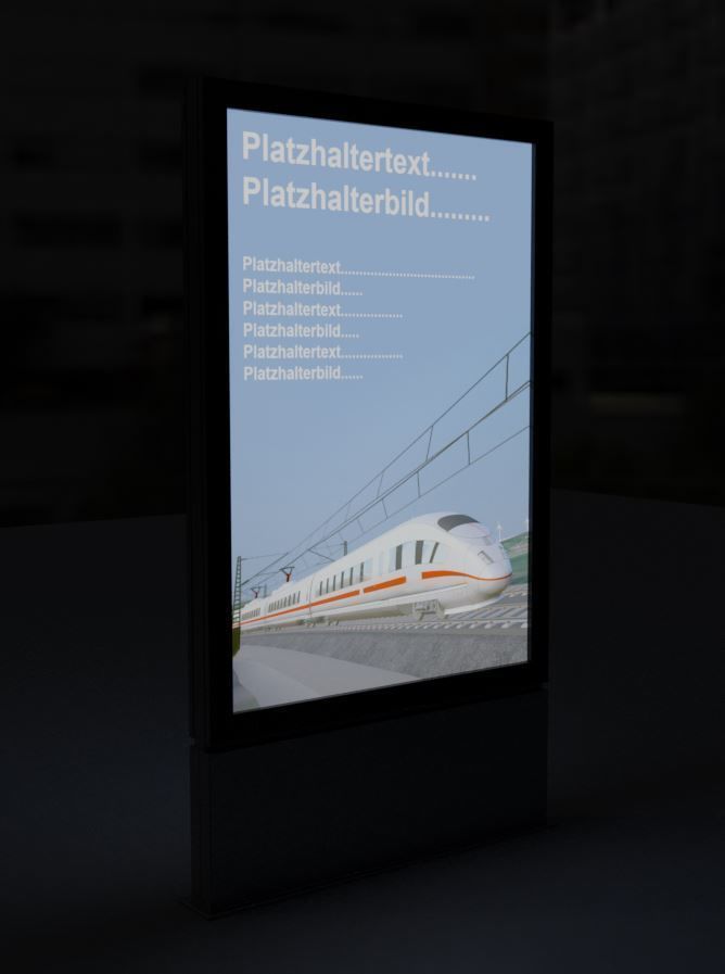 Outdoor Poster Showcase with LED Lighting Low-poly 3D model_4