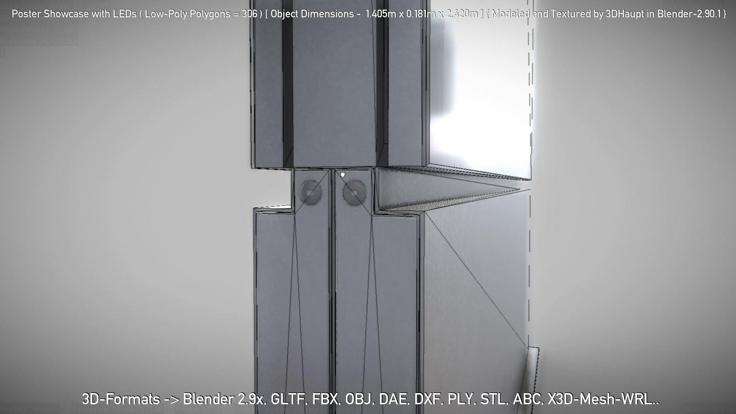 Outdoor Poster Showcase with LED Lighting Low-poly 3D model_66