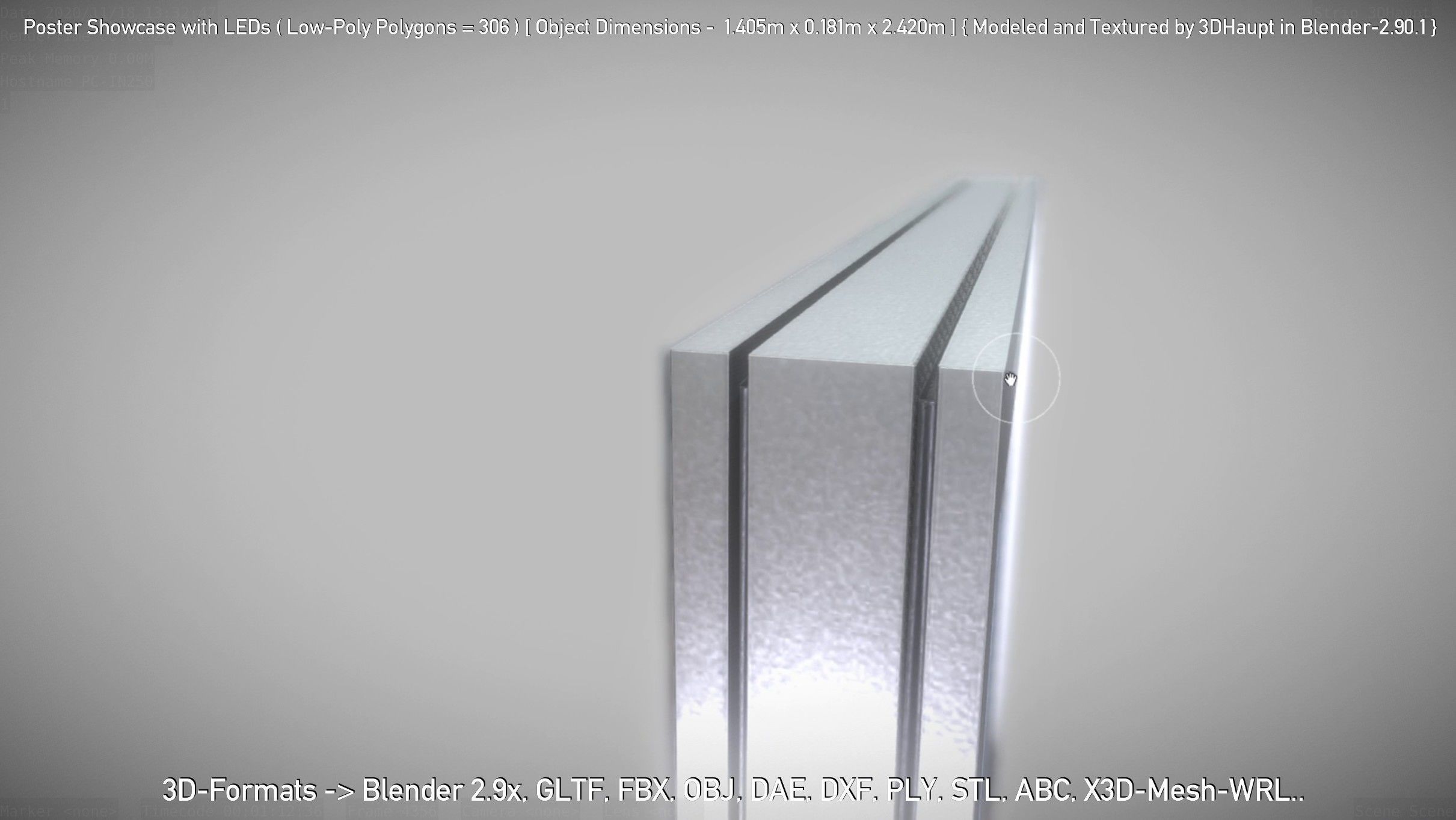 Outdoor Poster Showcase with LED Lighting Low-poly 3D model_42