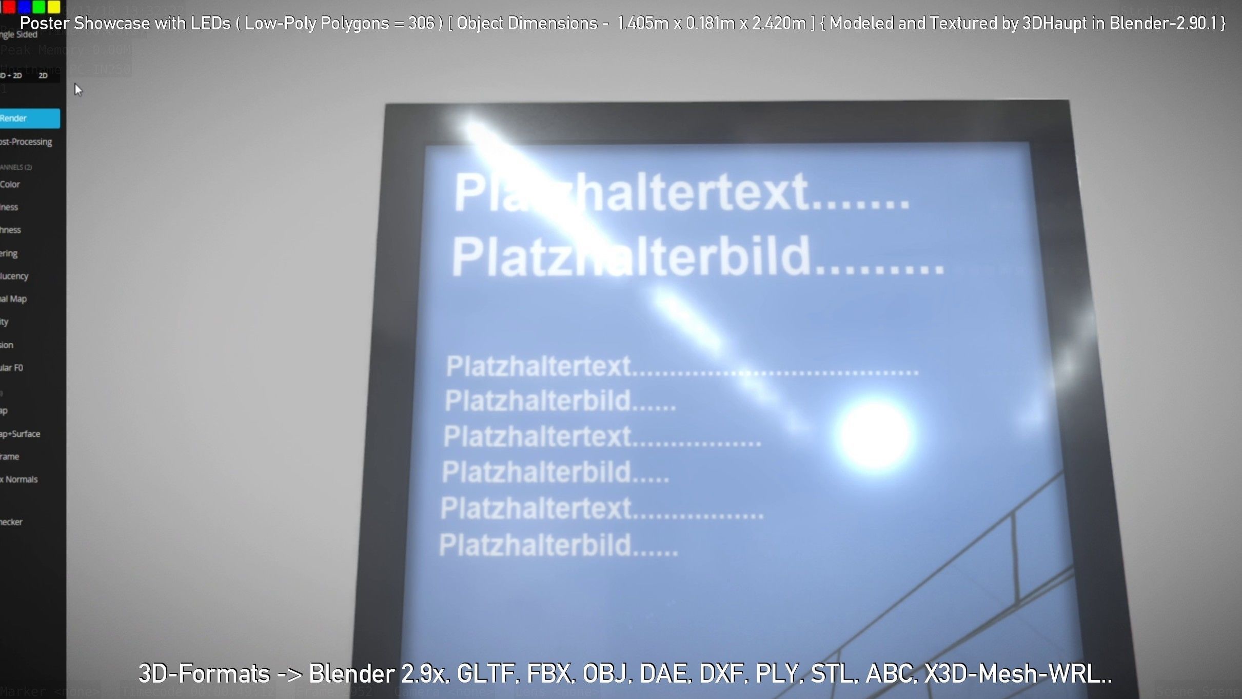 Outdoor Poster Showcase with LED Lighting Low-poly 3D model_22