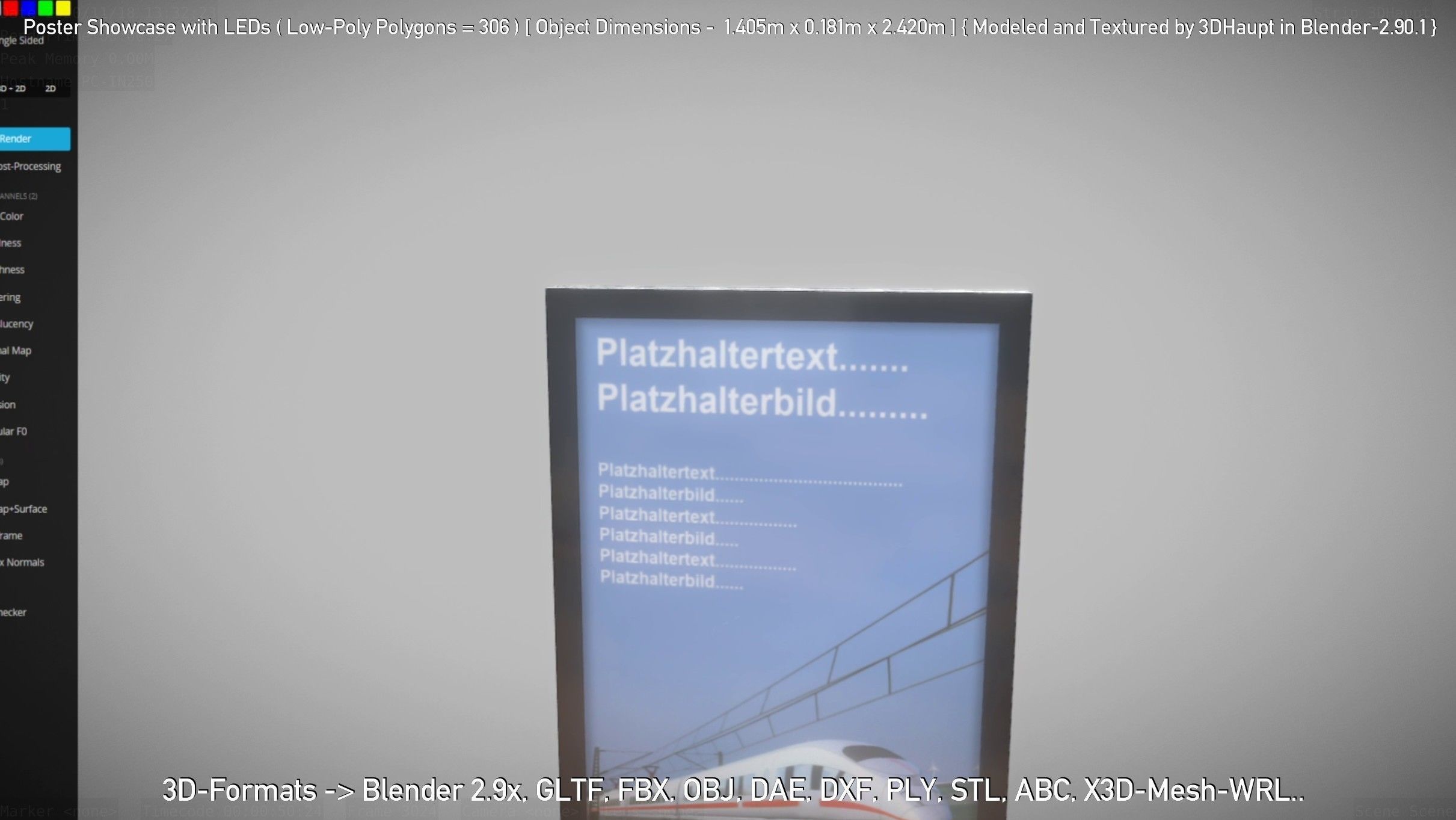 Outdoor Poster Showcase with LED Lighting Low-poly 3D model_23