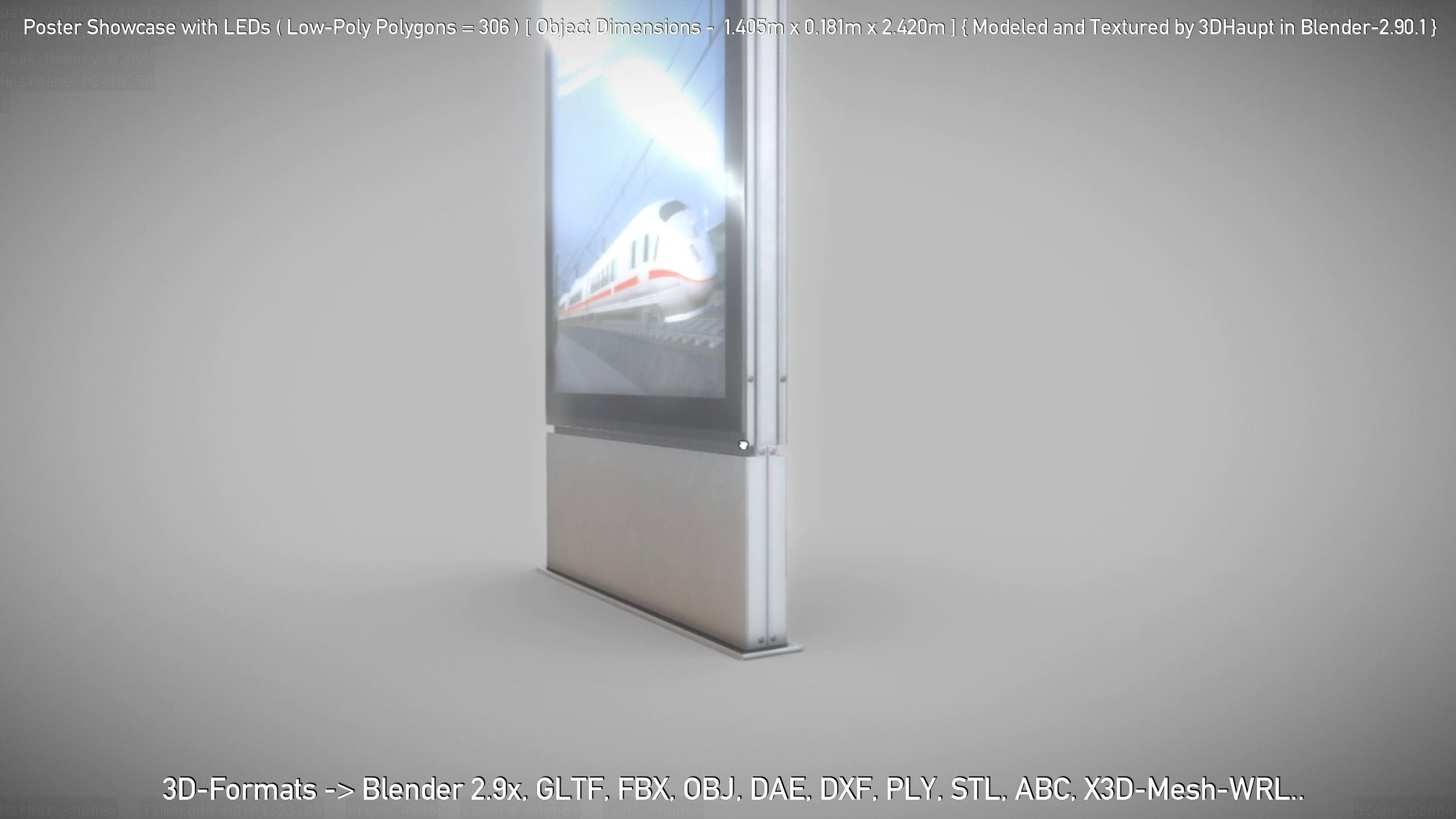 Outdoor Poster Showcase with LED Lighting Low-poly 3D model_50