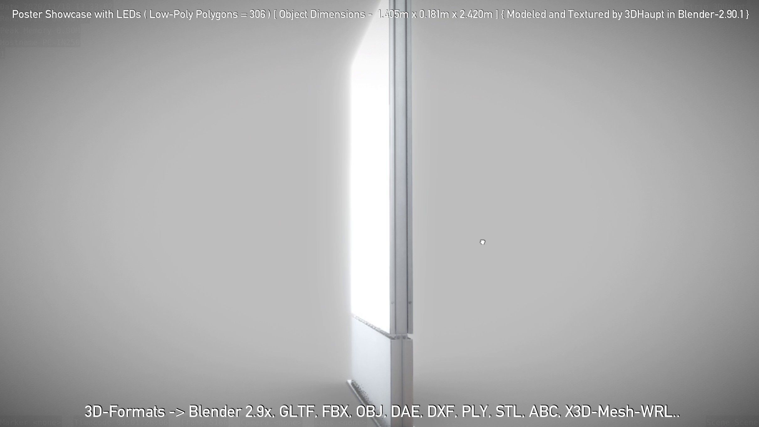 Outdoor Poster Showcase with LED Lighting Low-poly 3D model_82