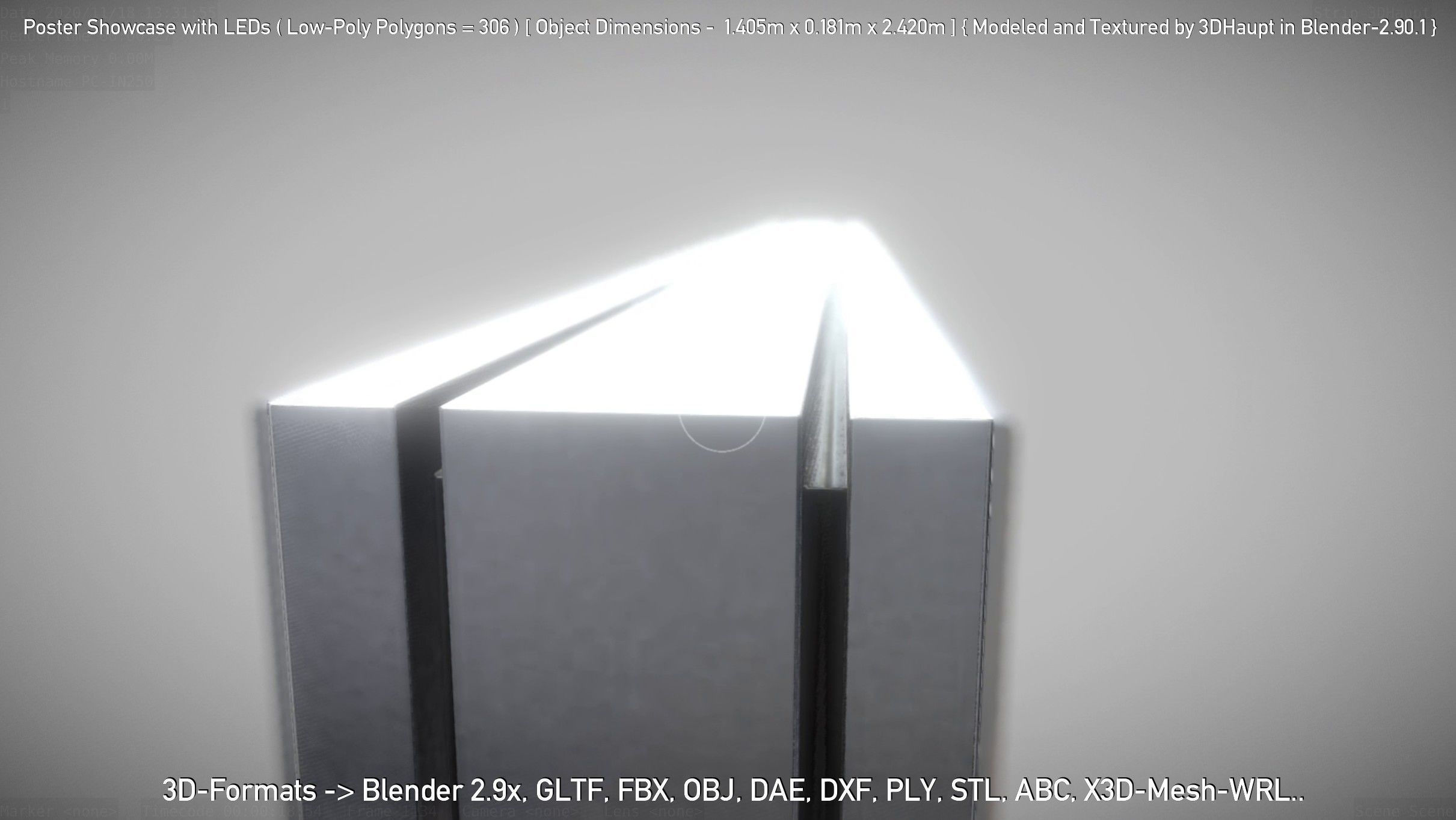 Outdoor Poster Showcase with LED Lighting Low-poly 3D model_13