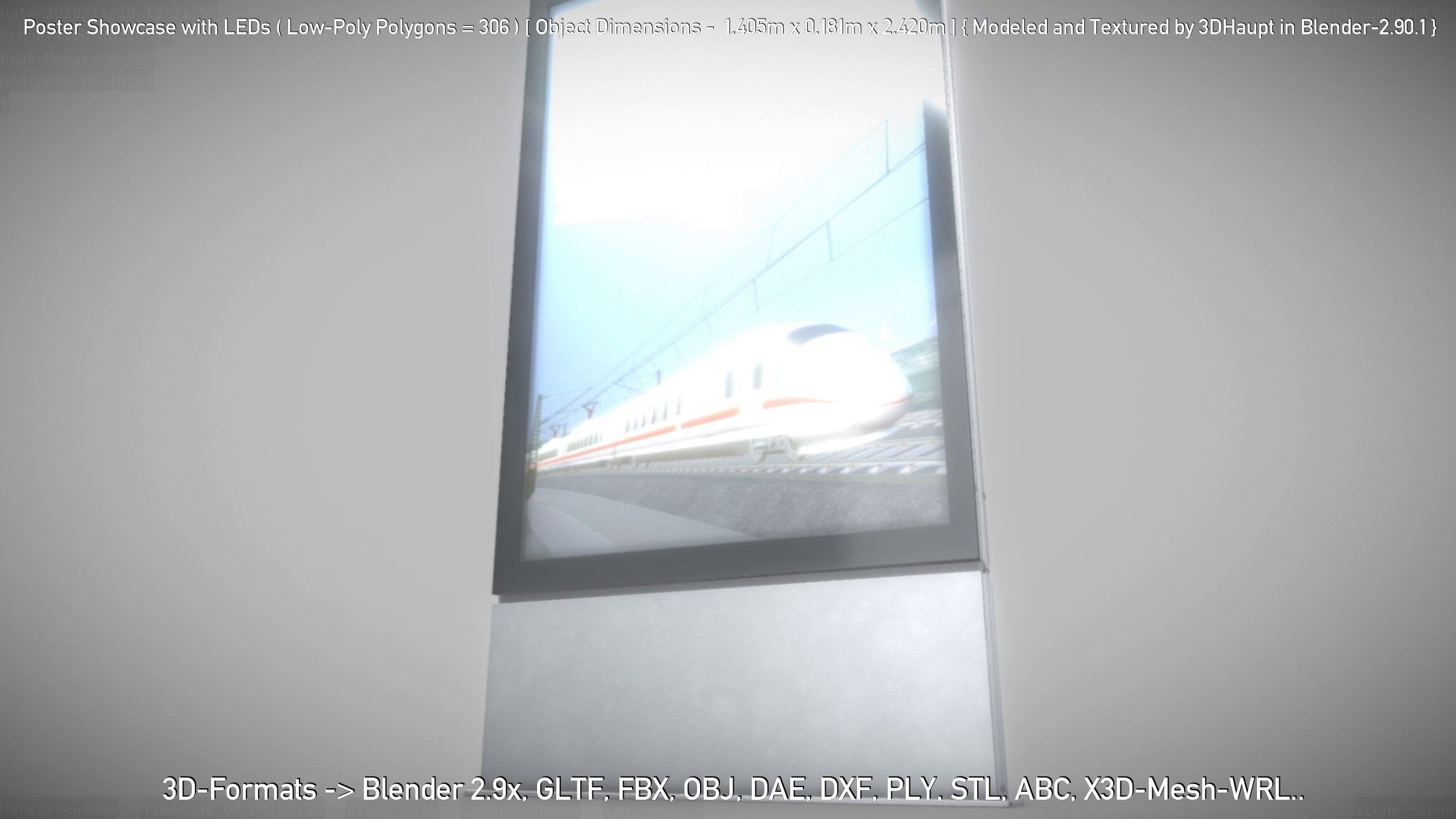 Outdoor Poster Showcase with LED Lighting Low-poly 3D model_11