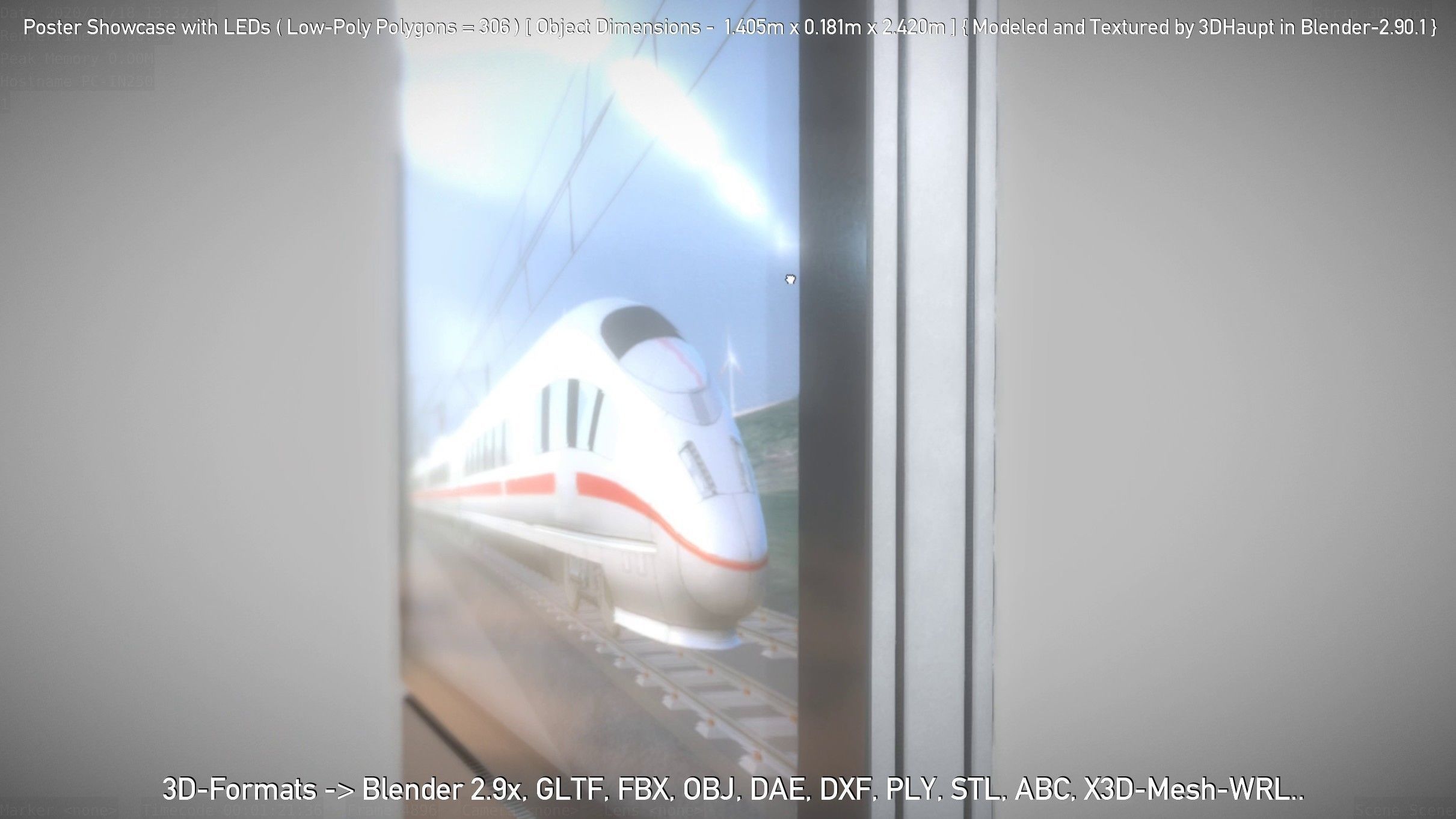 Outdoor Poster Showcase with LED Lighting Low-poly 3D model_80