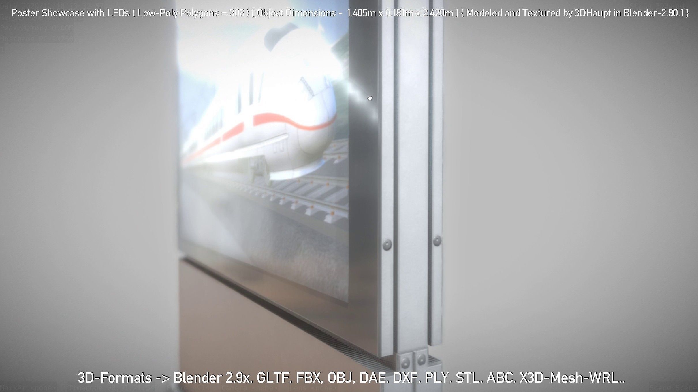 Outdoor Poster Showcase with LED Lighting Low-poly 3D model_49