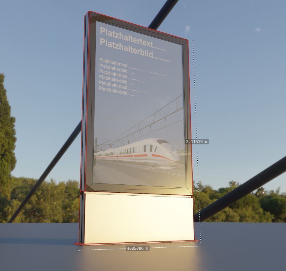 Outdoor Poster Showcase with LED Lighting Low-poly 3D model_5