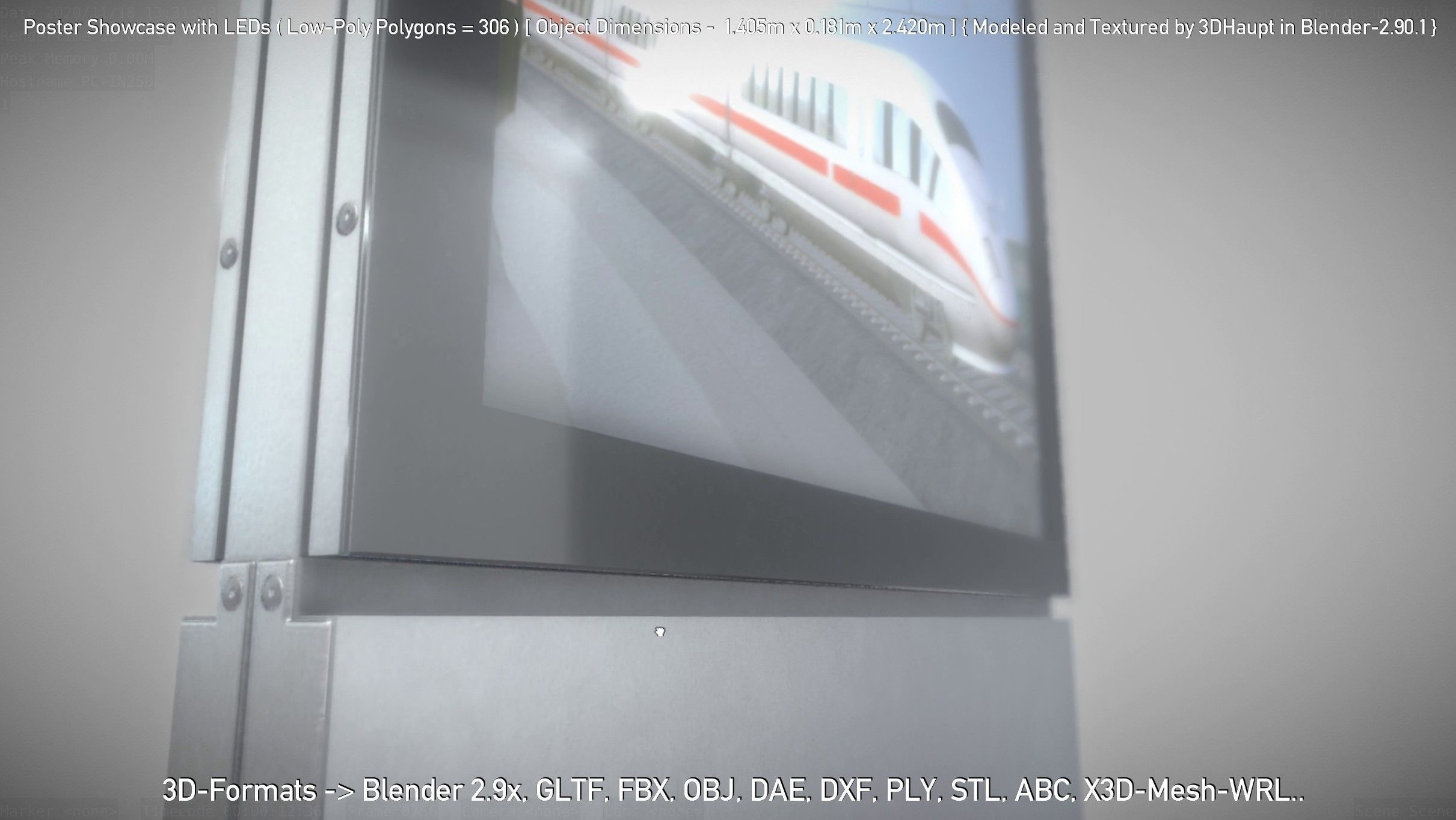 Outdoor Poster Showcase with LED Lighting Low-poly 3D model_61