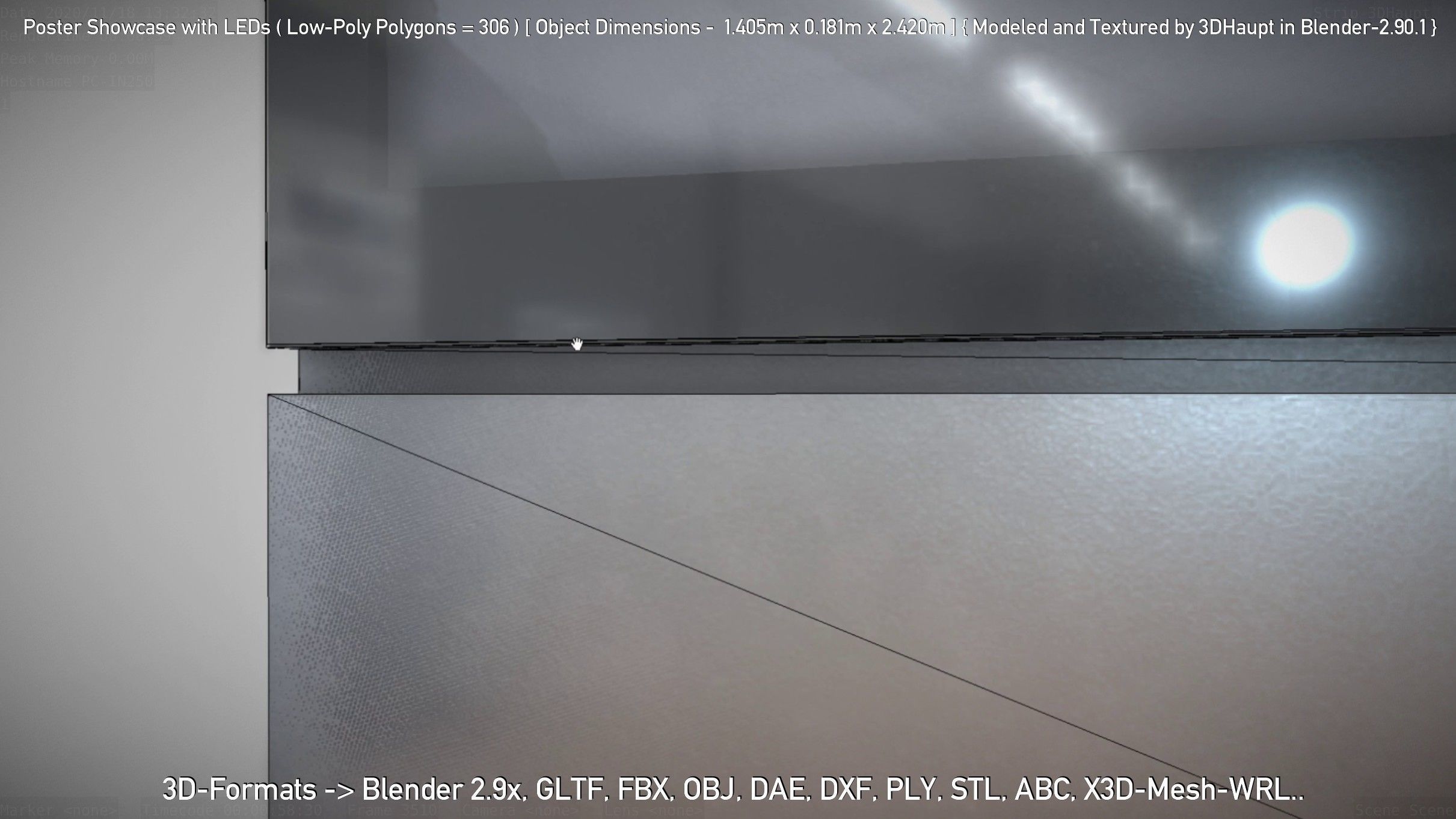 Outdoor Poster Showcase with LED Lighting Low-poly 3D model_29