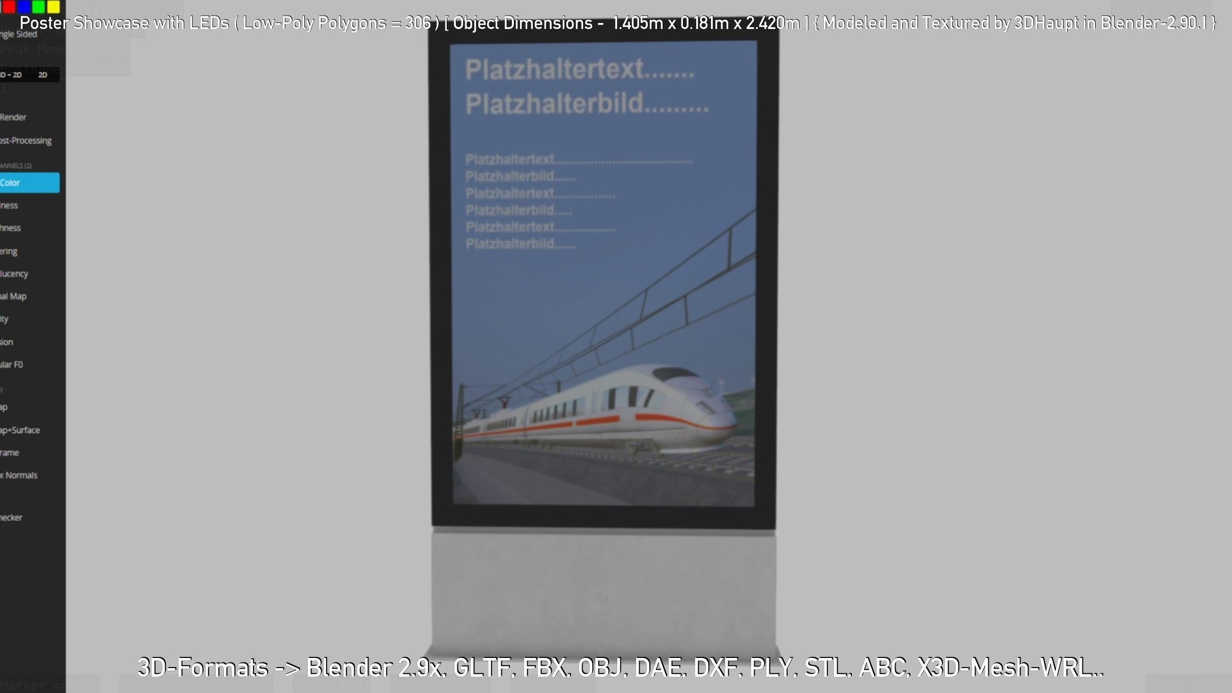 Outdoor Poster Showcase with LED Lighting Low-poly 3D model_21