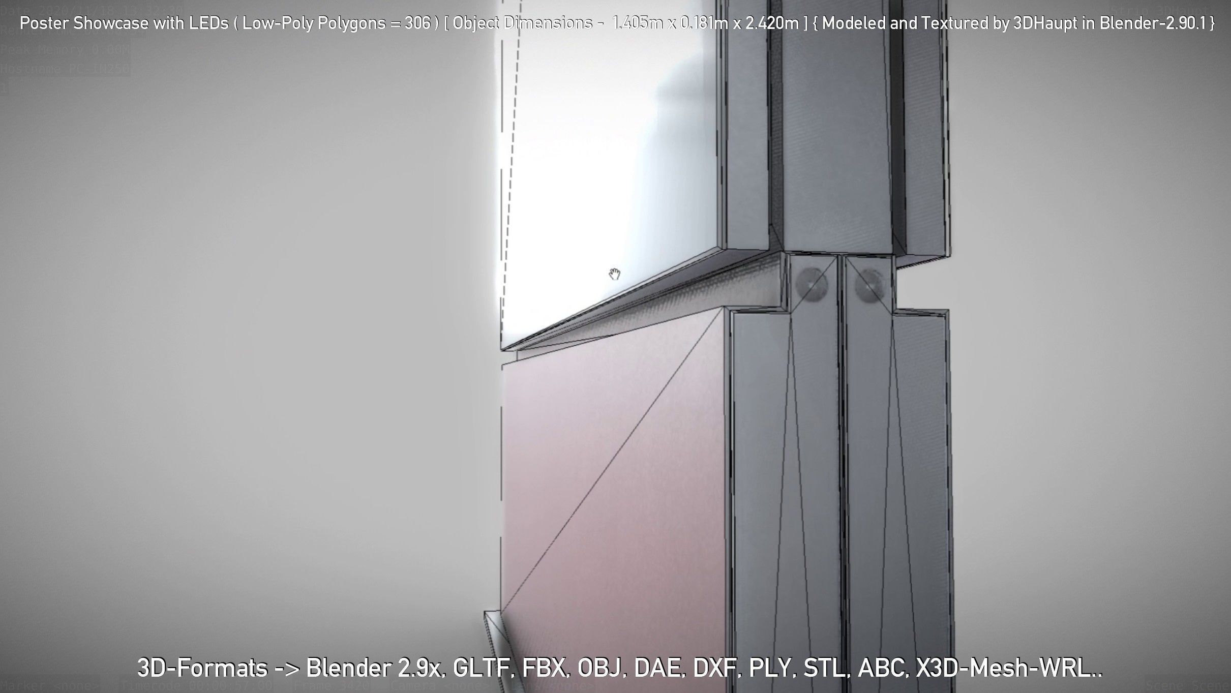 Outdoor Poster Showcase with LED Lighting Low-poly 3D model_28