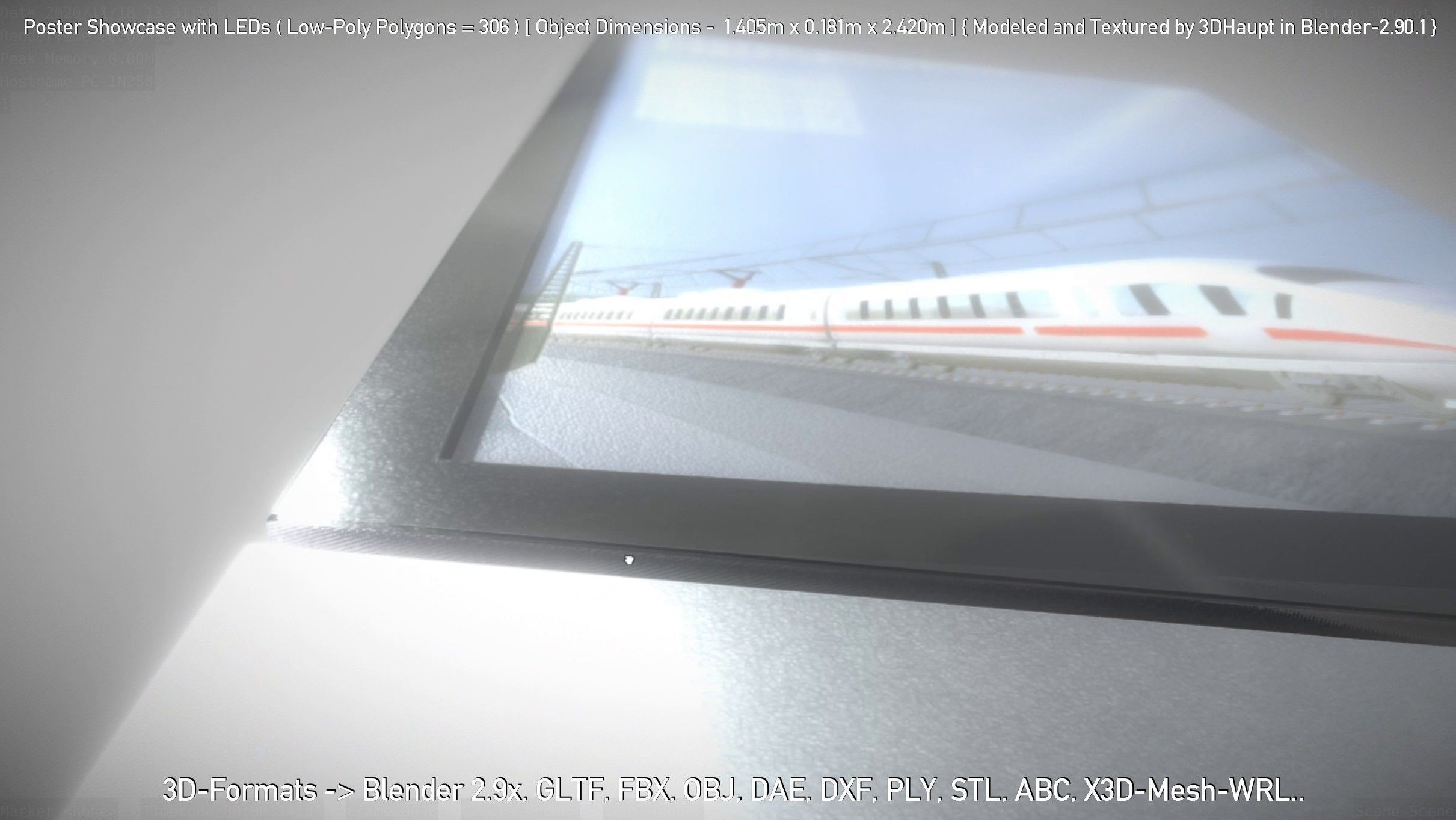 Outdoor Poster Showcase with LED Lighting Low-poly 3D model_72