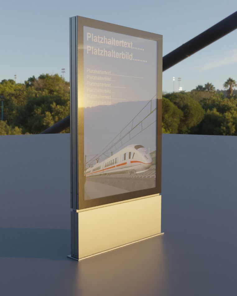 Outdoor Poster Showcase with LED Lighting Low-poly 3D model_2