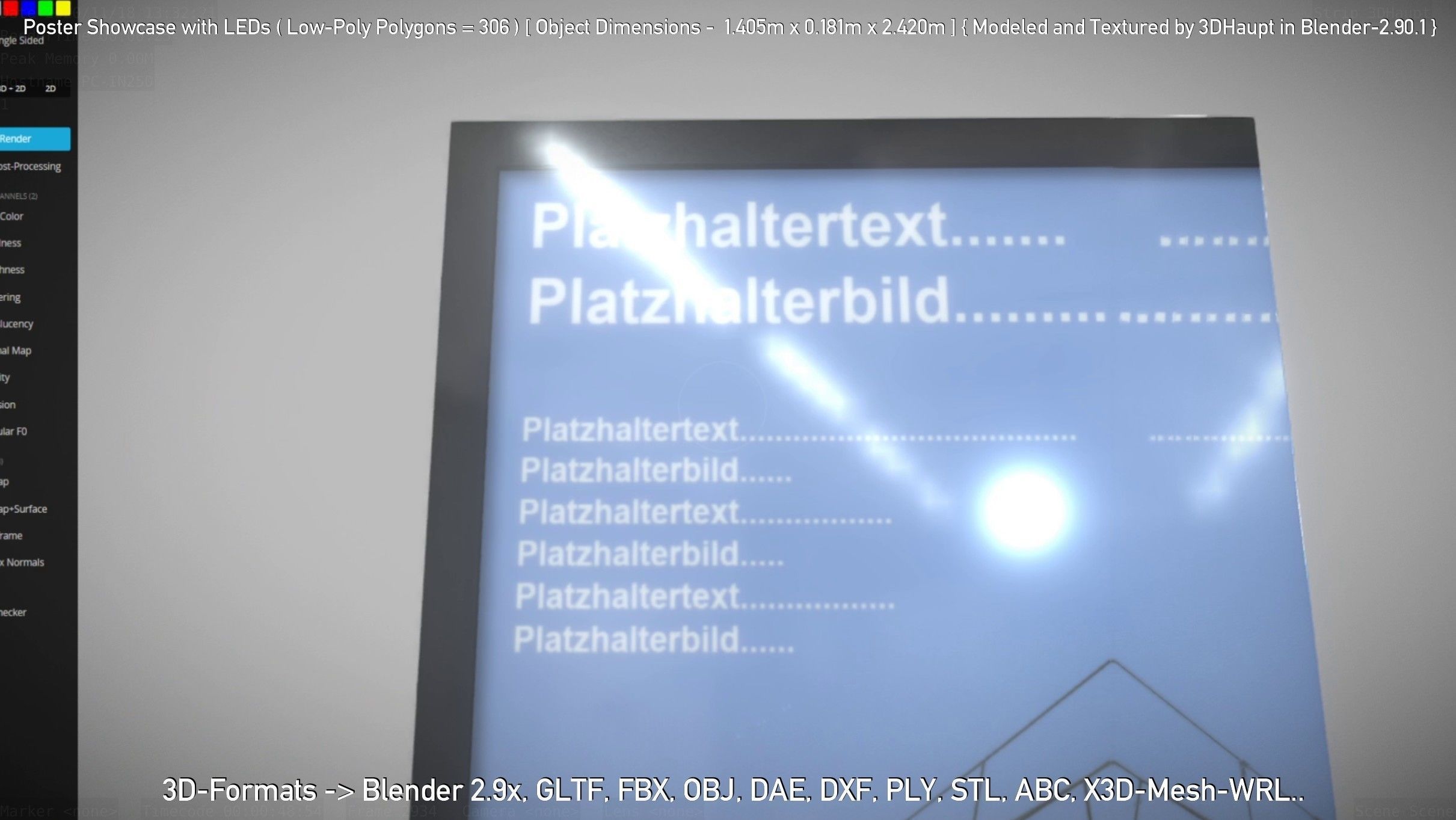 Outdoor Poster Showcase with LED Lighting Low-poly 3D model_62