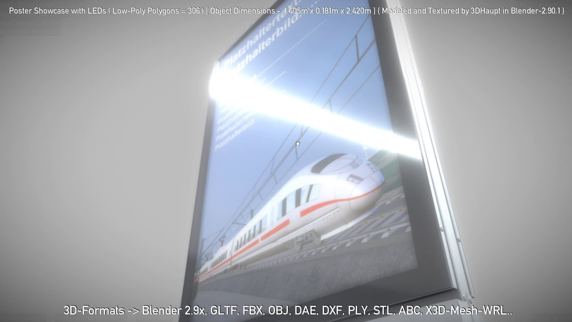 Outdoor Poster Showcase with LED Lighting Low-poly 3D model_88