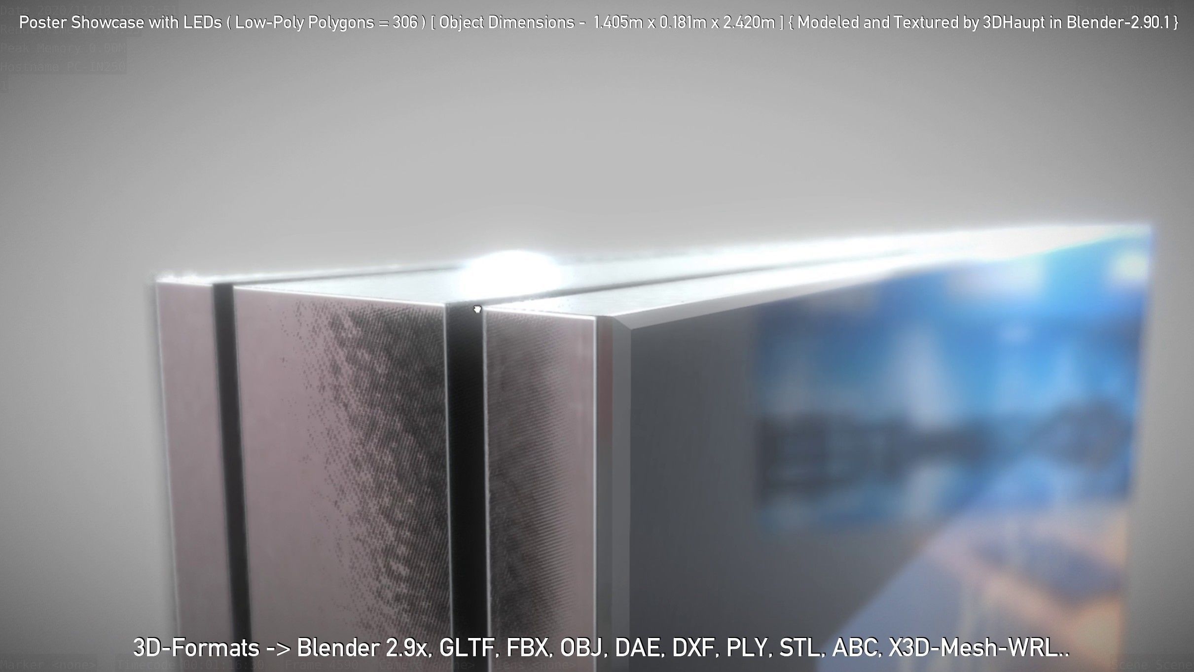 Outdoor Poster Showcase with LED Lighting Low-poly 3D model_45