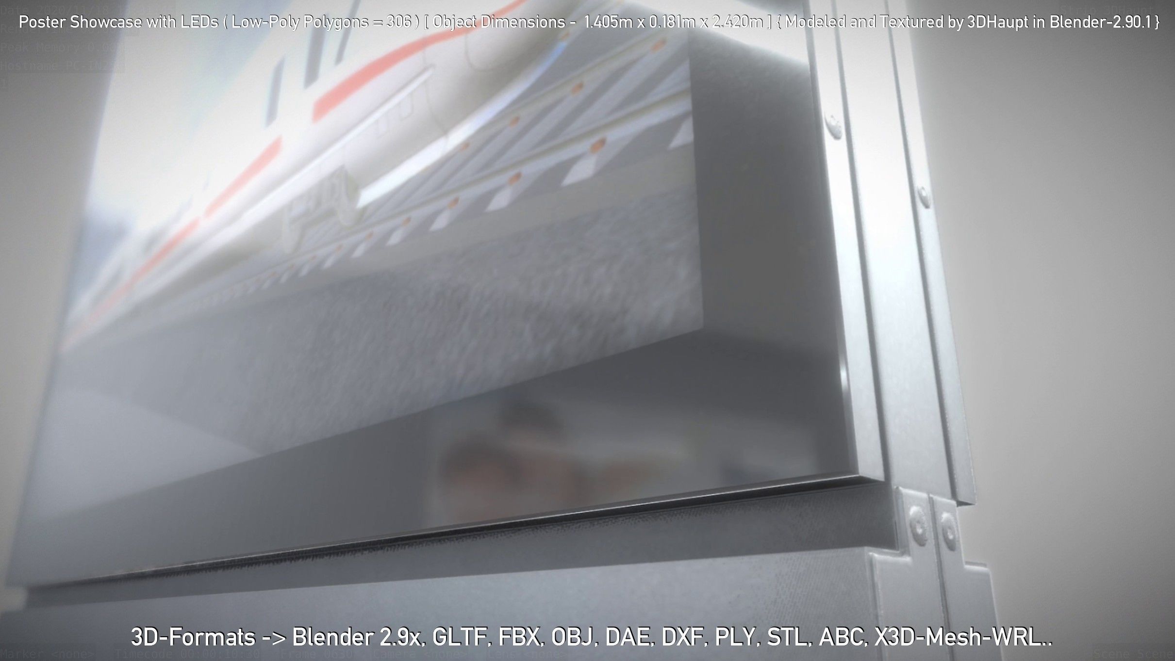 Outdoor Poster Showcase with LED Lighting Low-poly 3D model_90