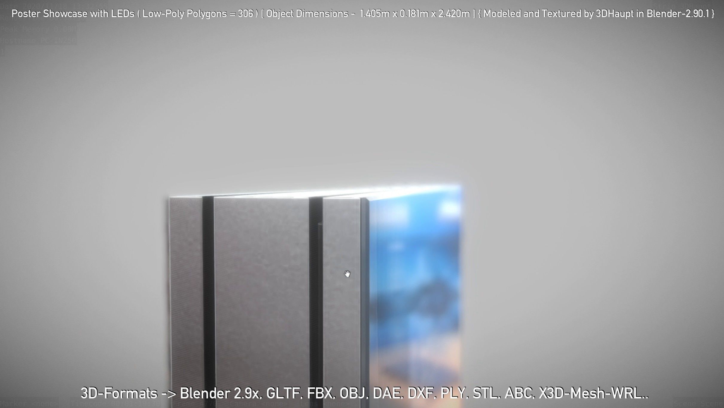 Outdoor Poster Showcase with LED Lighting Low-poly 3D model_79