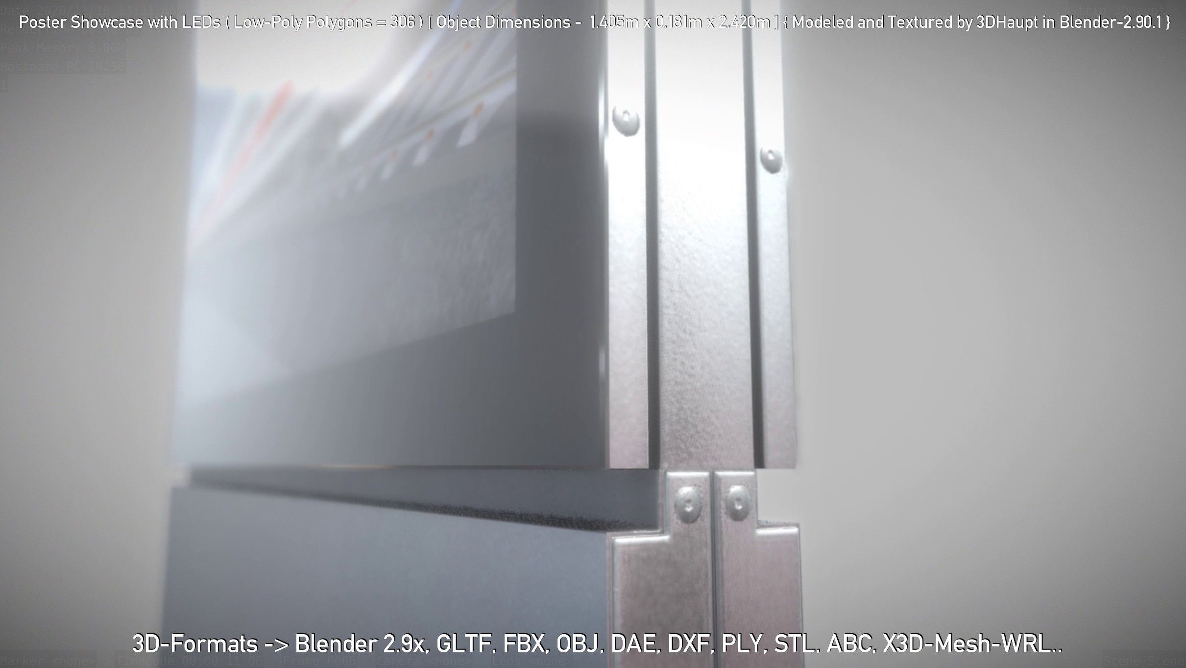 Outdoor Poster Showcase with LED Lighting Low-poly 3D model_59