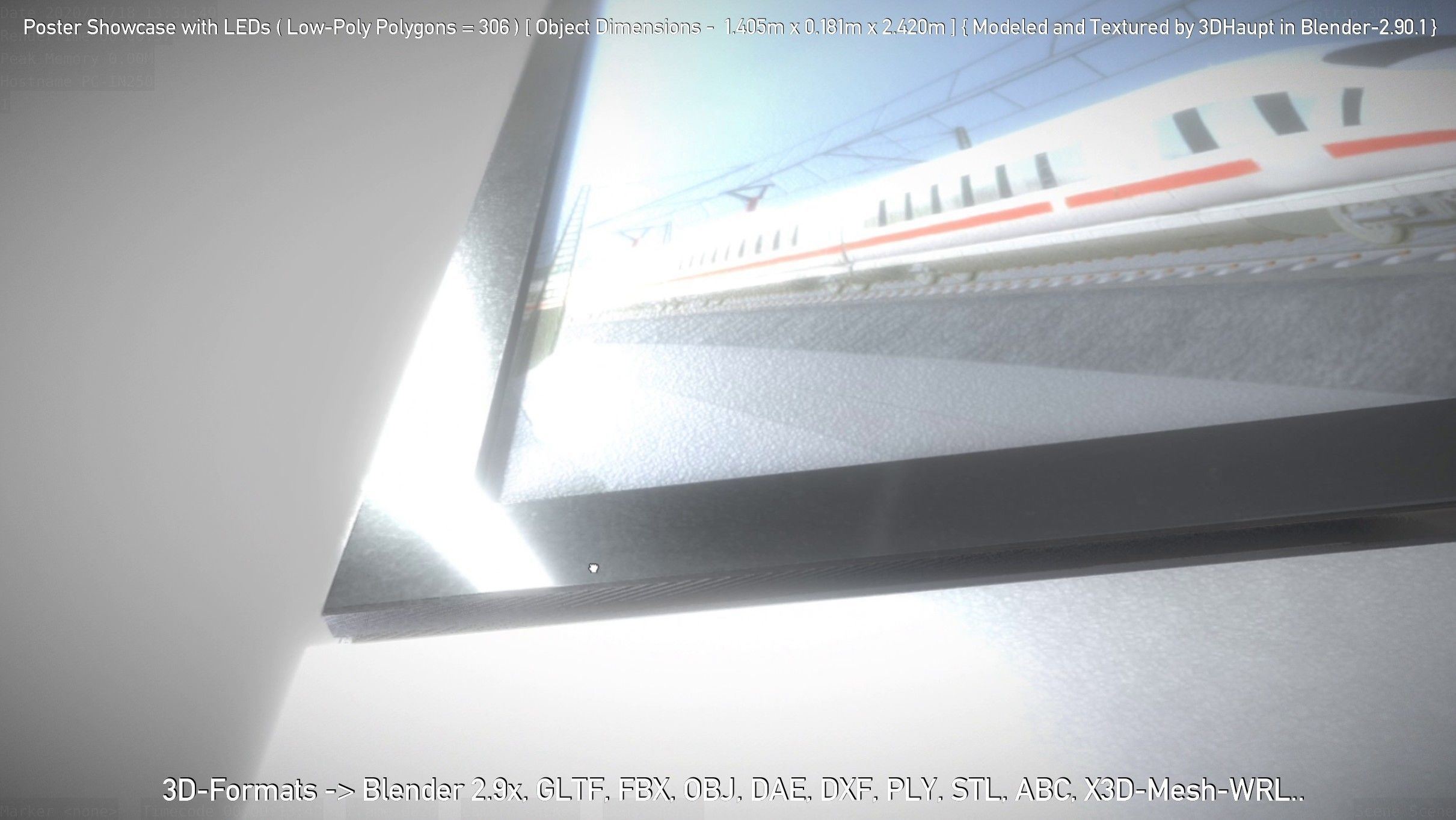 Outdoor Poster Showcase with LED Lighting Low-poly 3D model_9