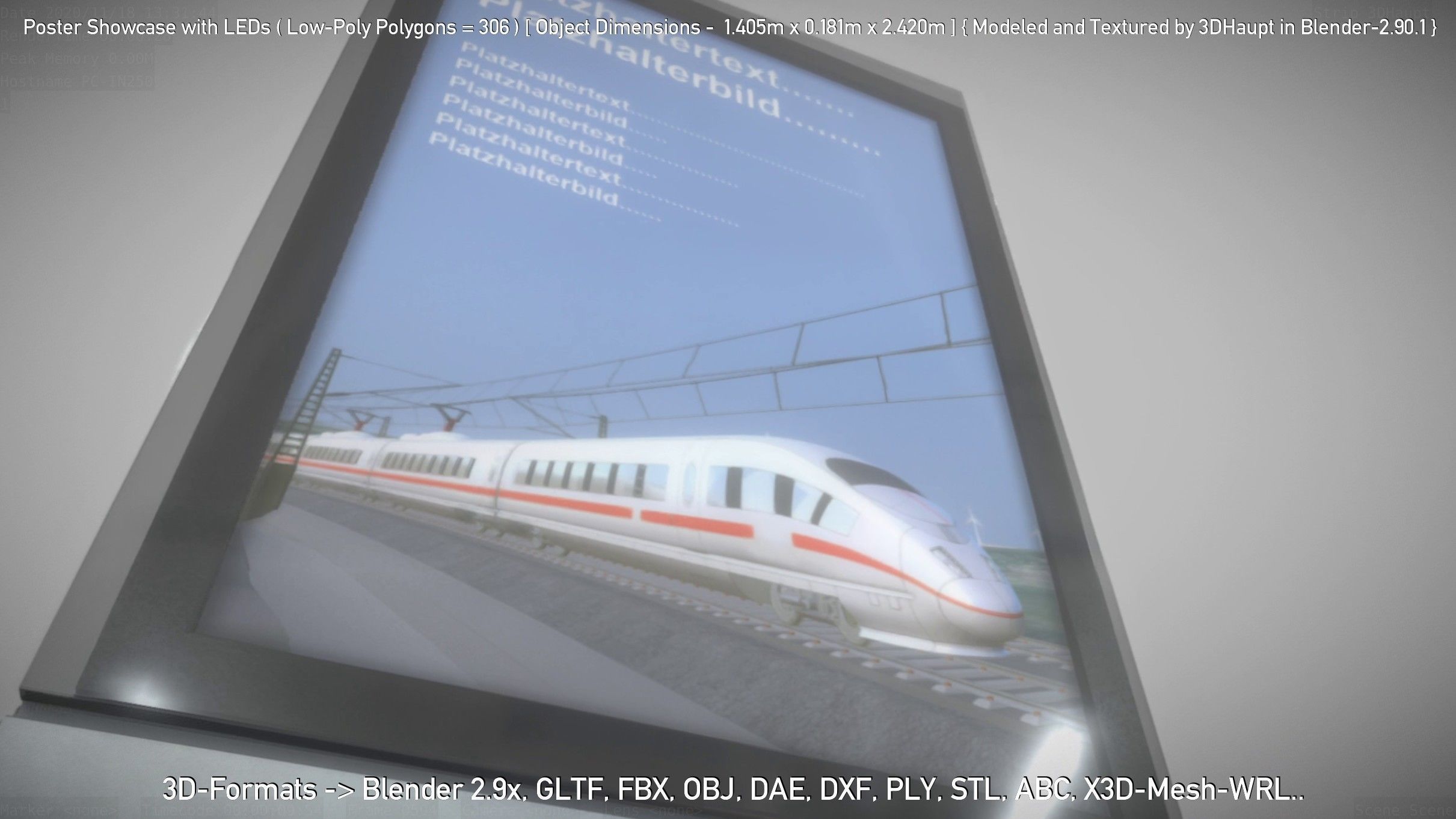 Outdoor Poster Showcase with LED Lighting Low-poly 3D model_58