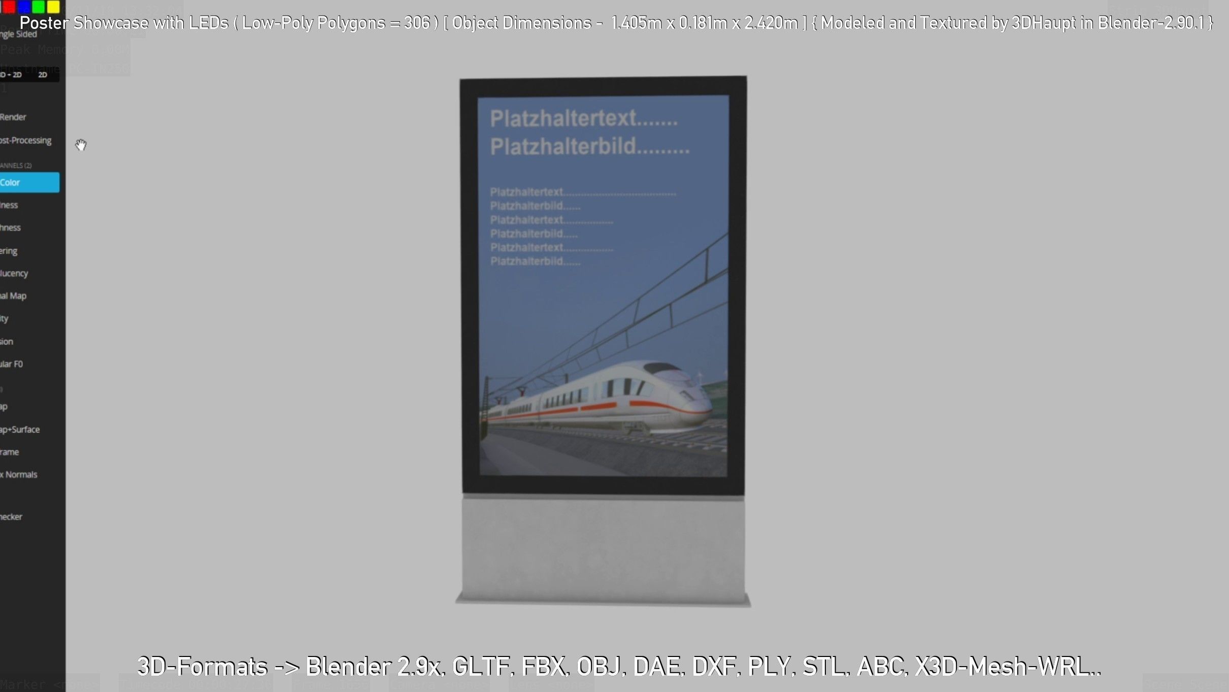 Outdoor Poster Showcase with LED Lighting Low-poly 3D model_96