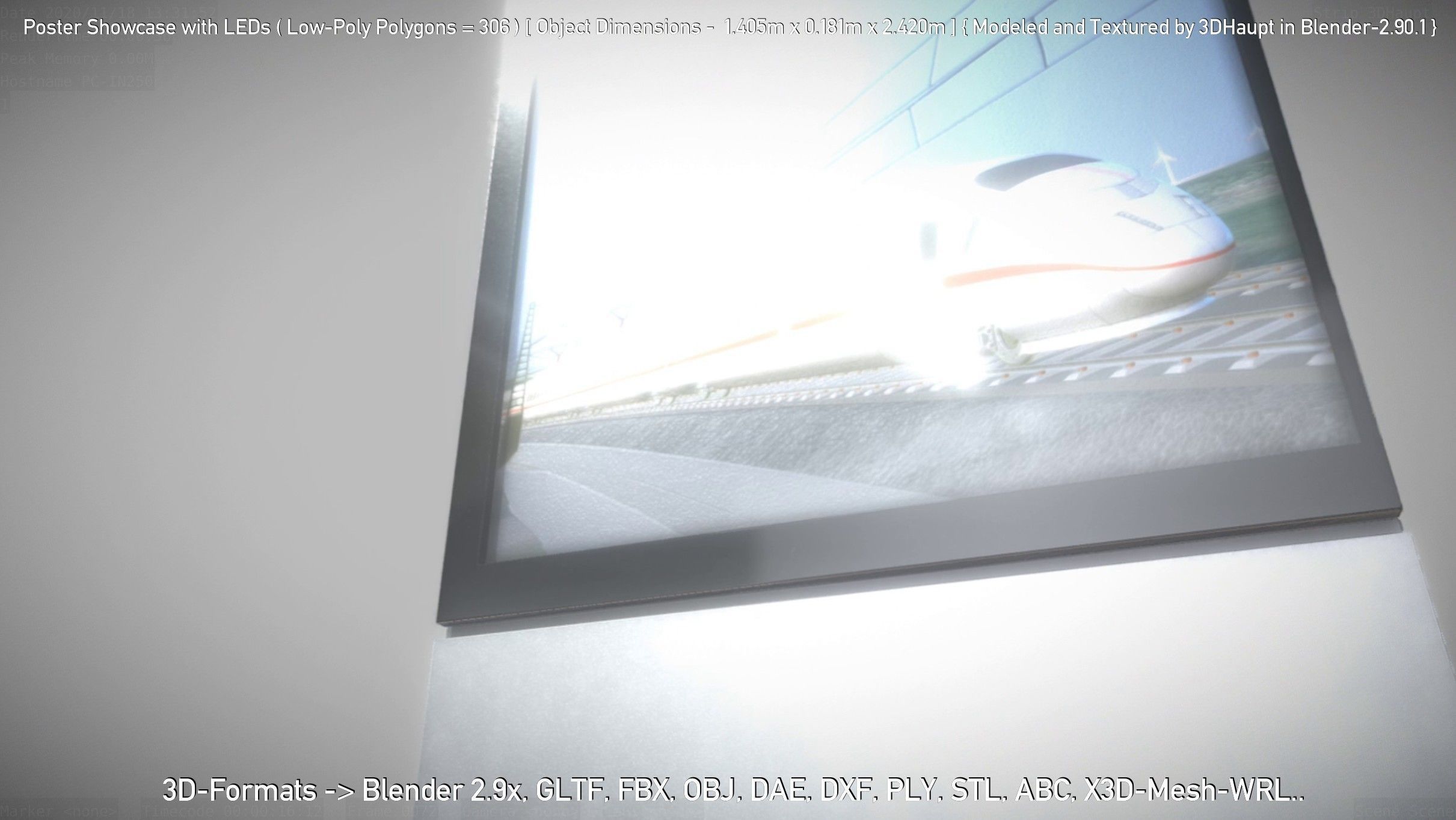 Outdoor Poster Showcase with LED Lighting Low-poly 3D model_83