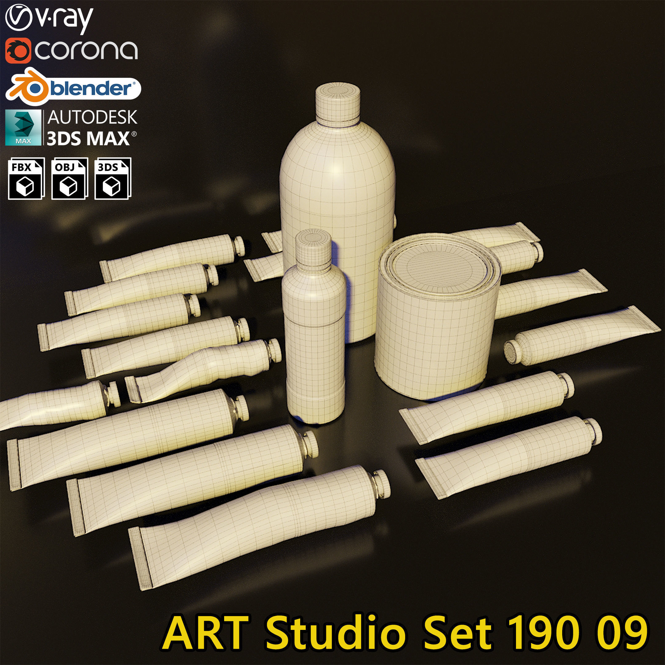 Artist Studio Oils Set 190 09 3D model_2