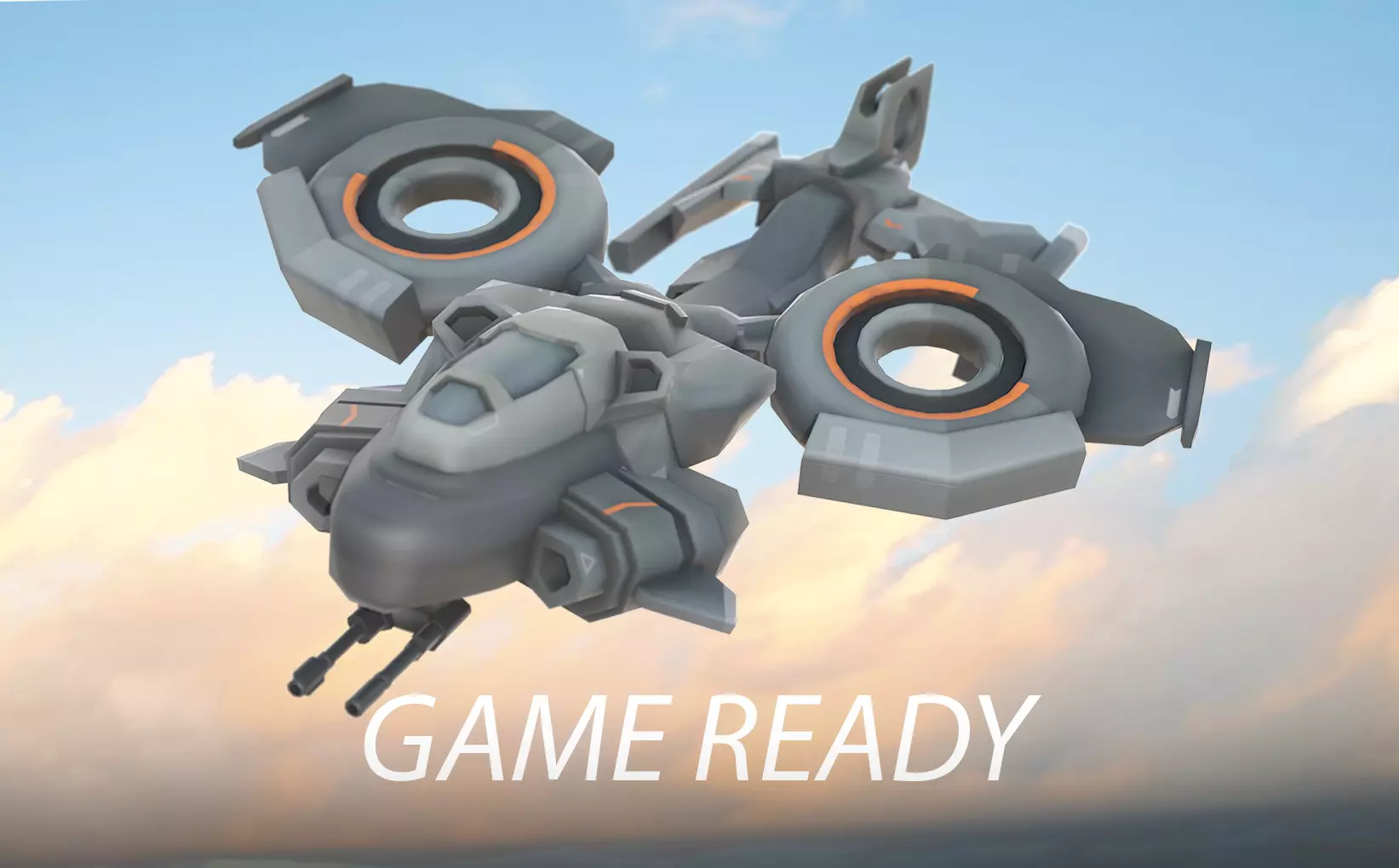 Mobile Game Ready Sci-Fi Helicopter Gunship Free low-poly 3D model