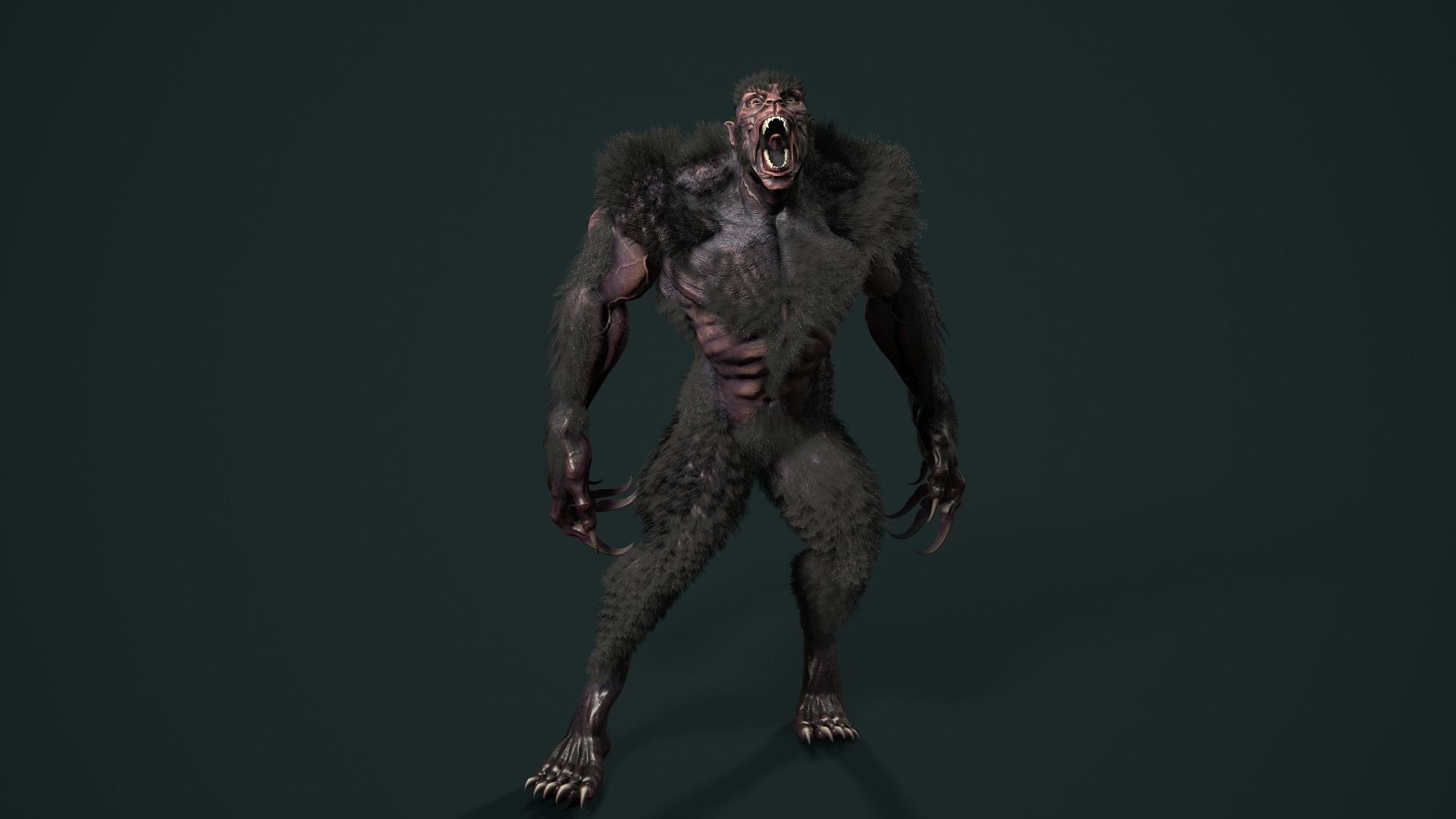 character Werewolf Low-poly 3D model_13