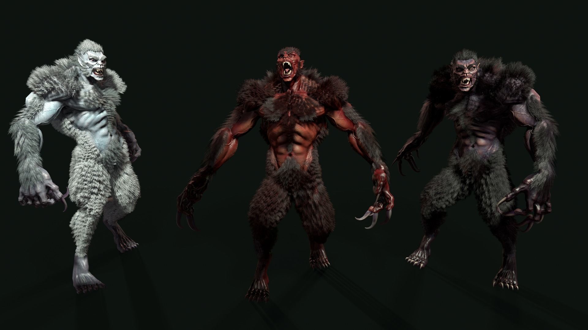 character Werewolf Low-poly 3D model_5