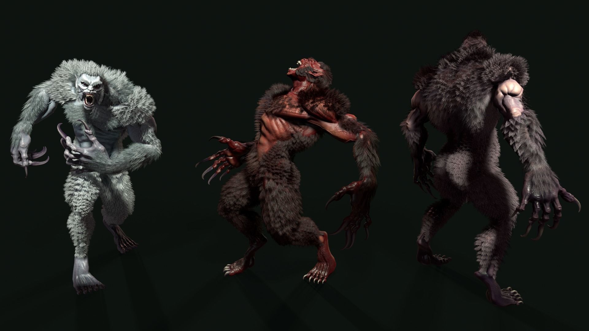 character Werewolf Low-poly 3D model_4