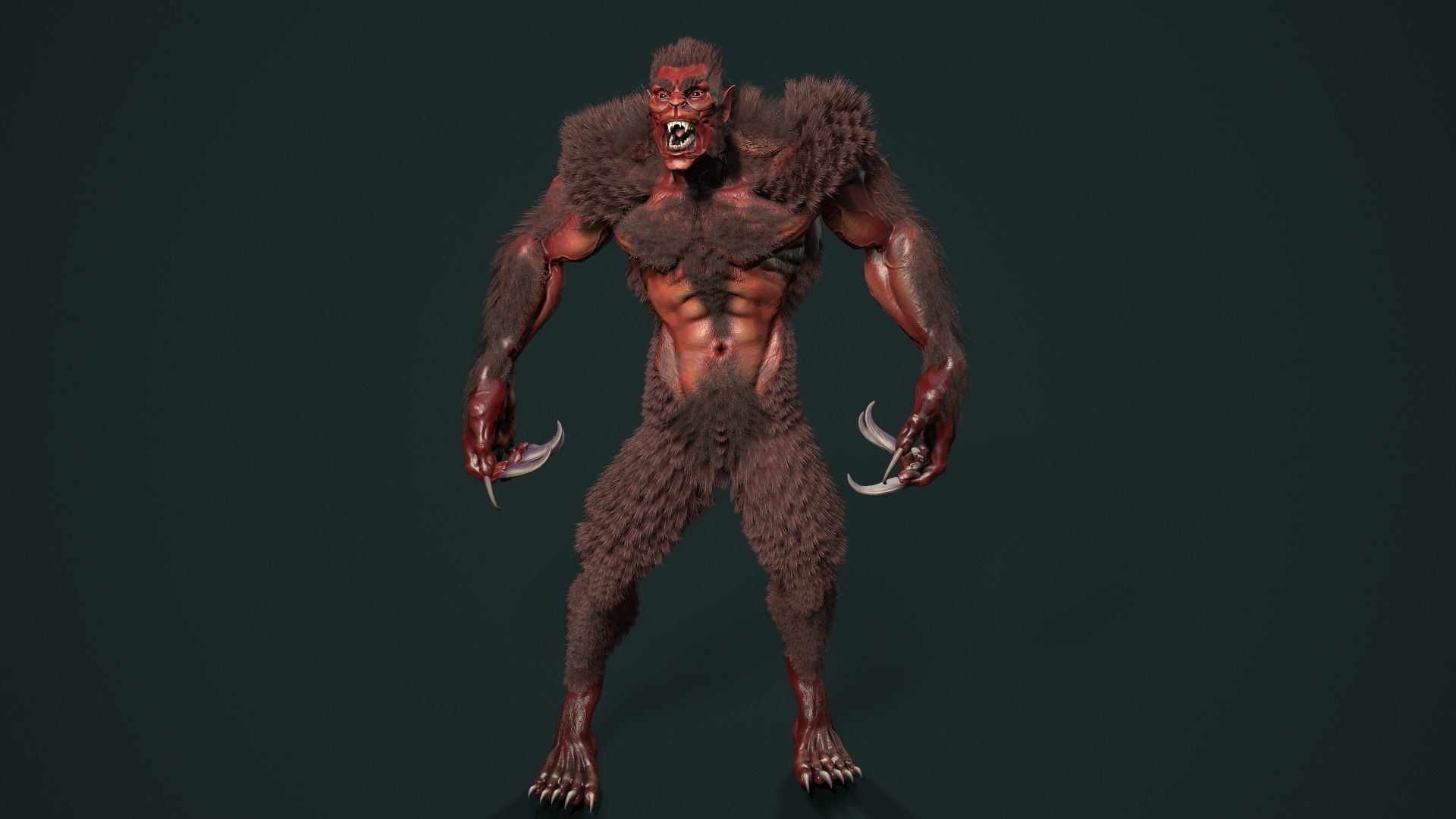 character Werewolf Low-poly 3D model_12