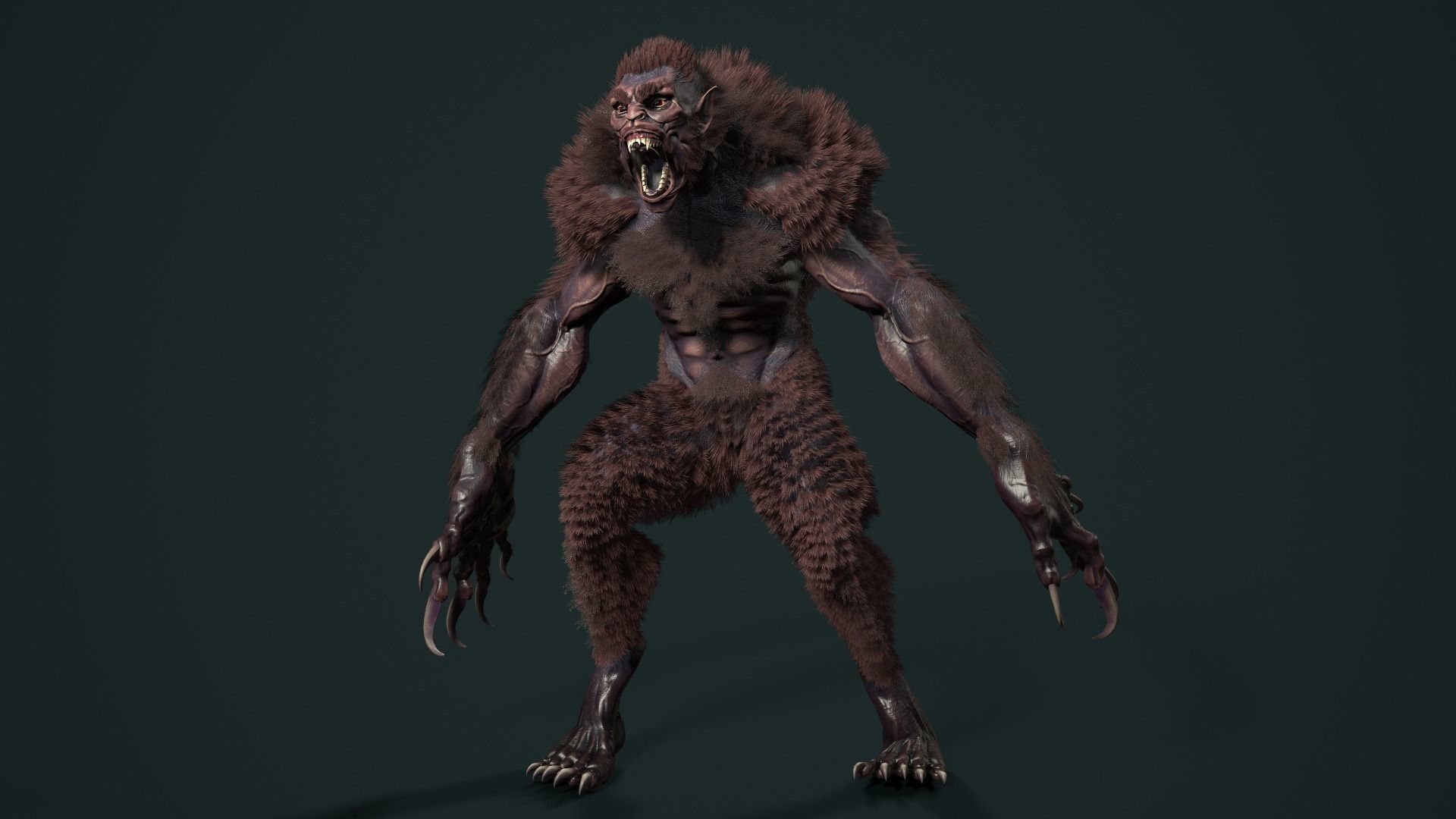 character Werewolf Low-poly 3D model_16