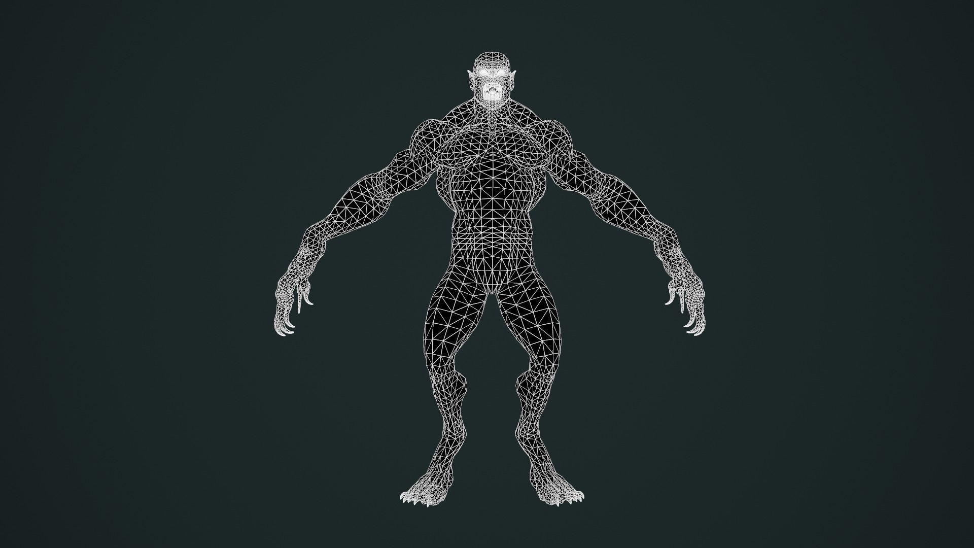 character Werewolf Low-poly 3D model_26