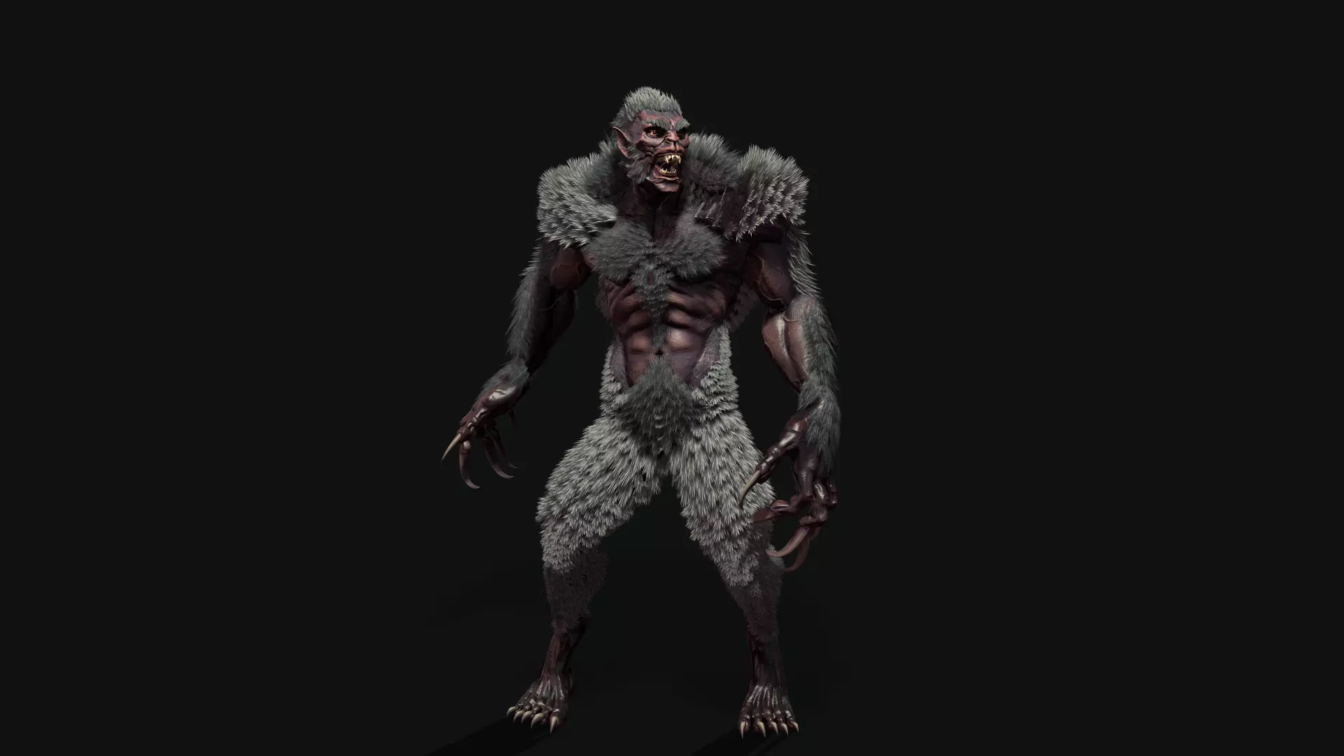 character Werewolf Low-poly 3D model_0