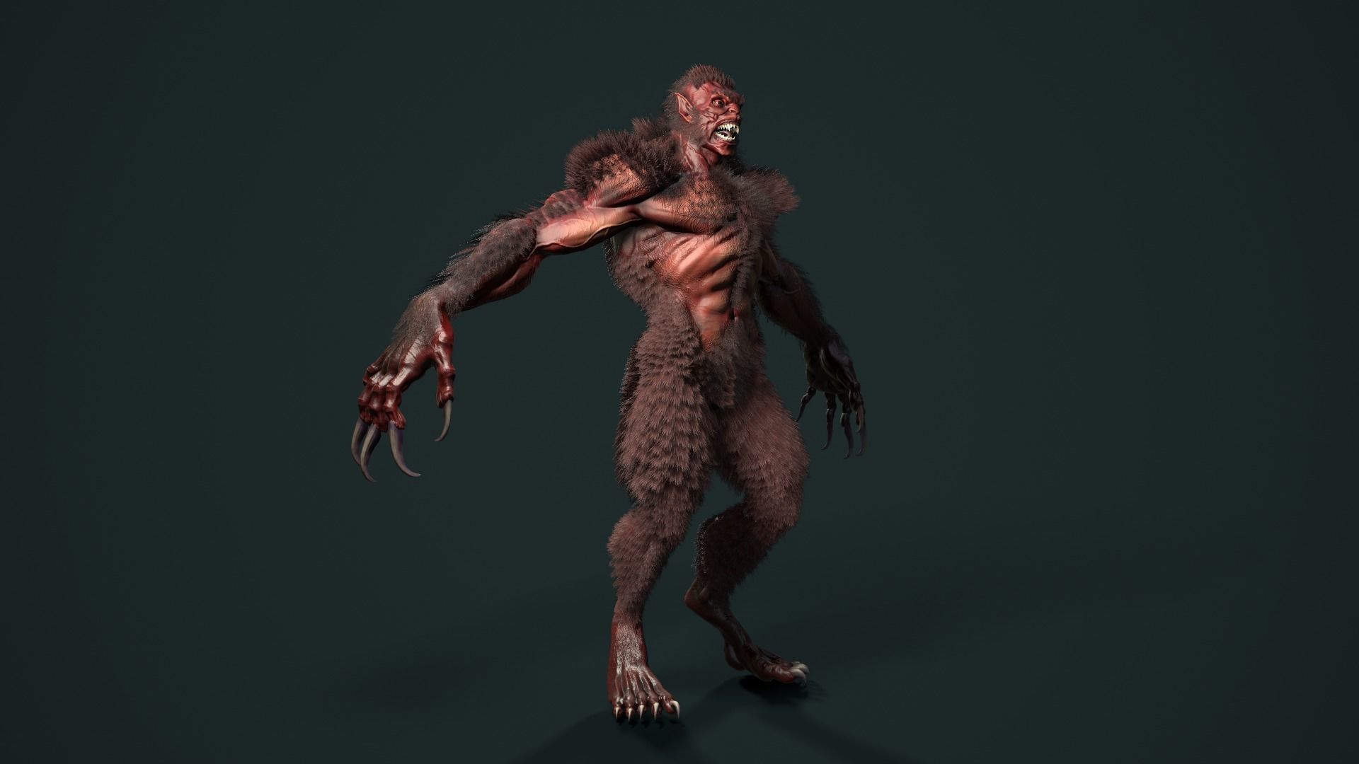 character Werewolf Low-poly 3D model_21