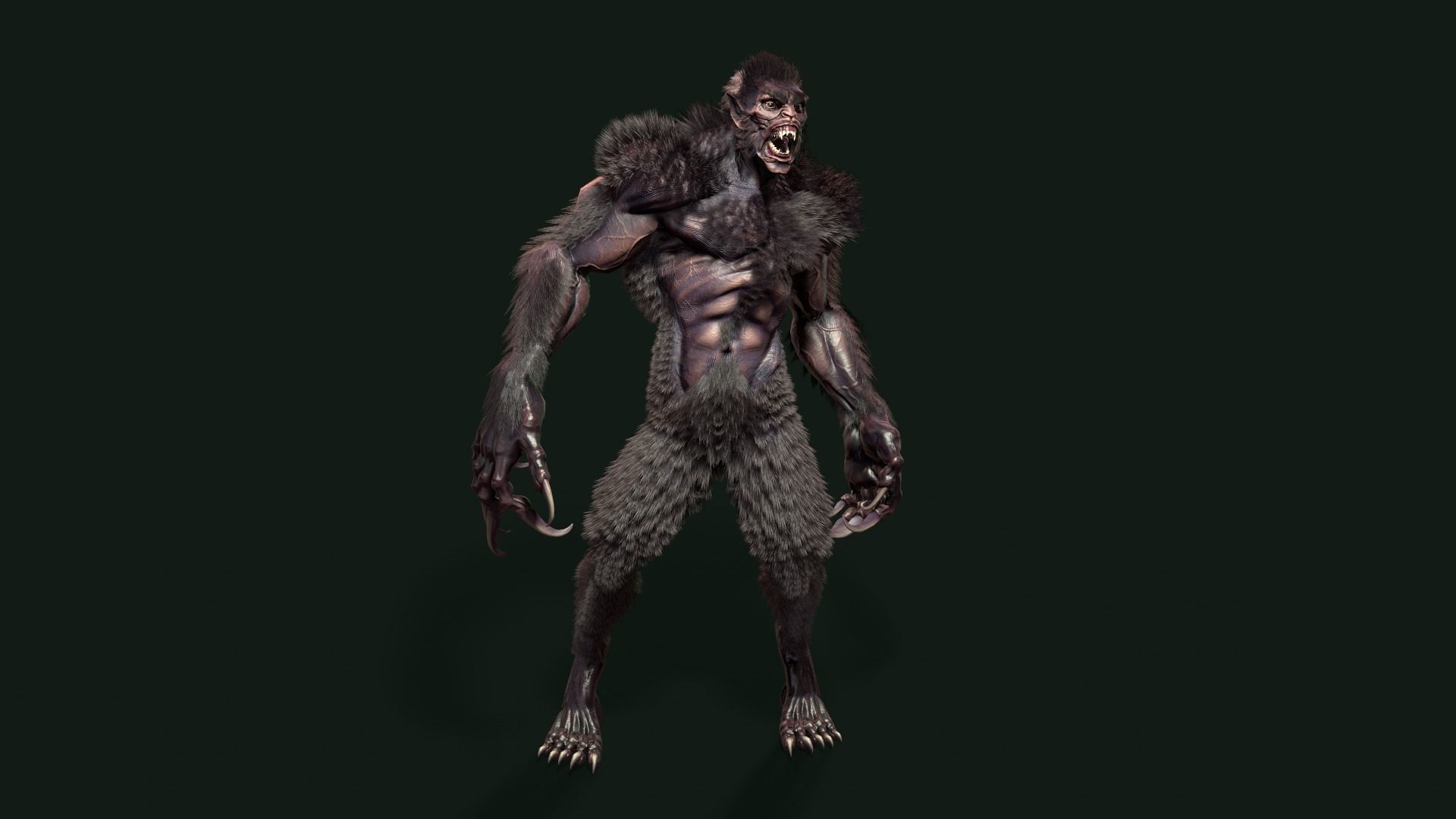 character Werewolf Low-poly 3D model_7