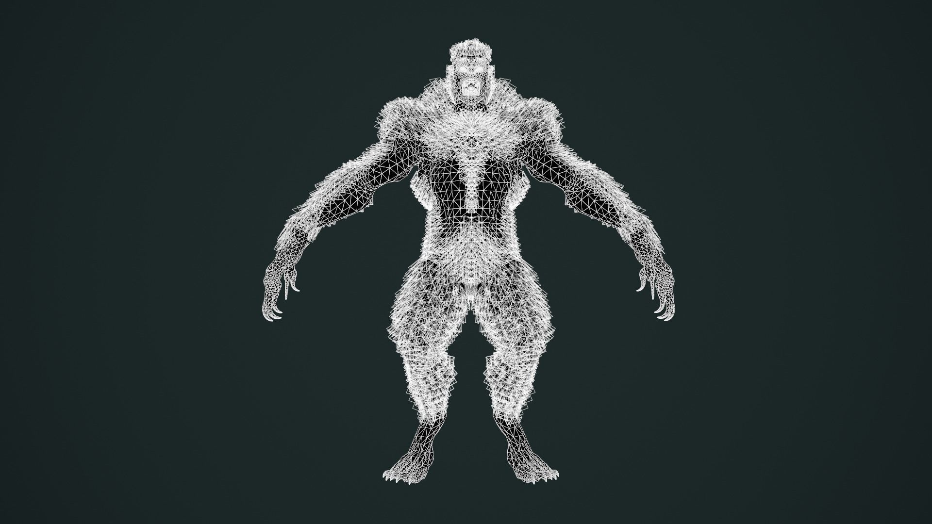 character Werewolf Low-poly 3D model_24