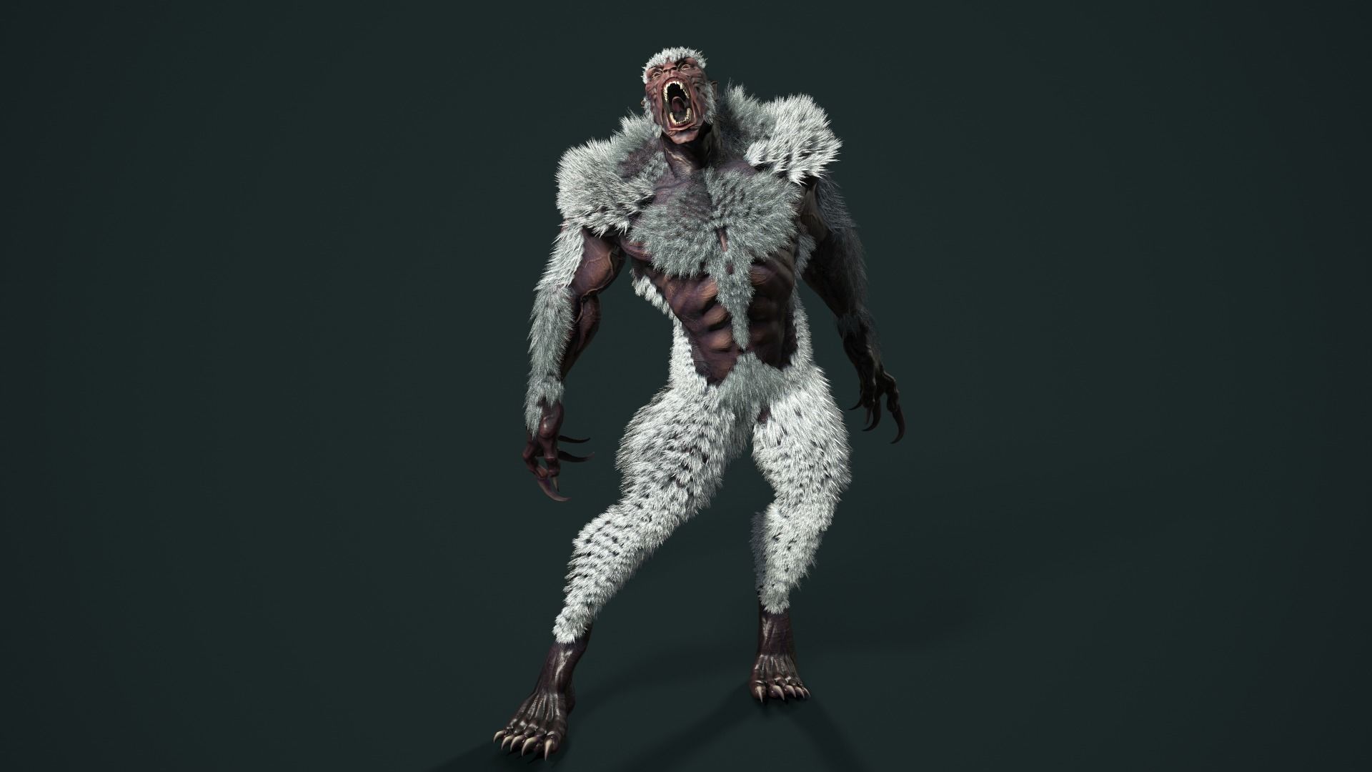 character Werewolf Low-poly 3D model_20