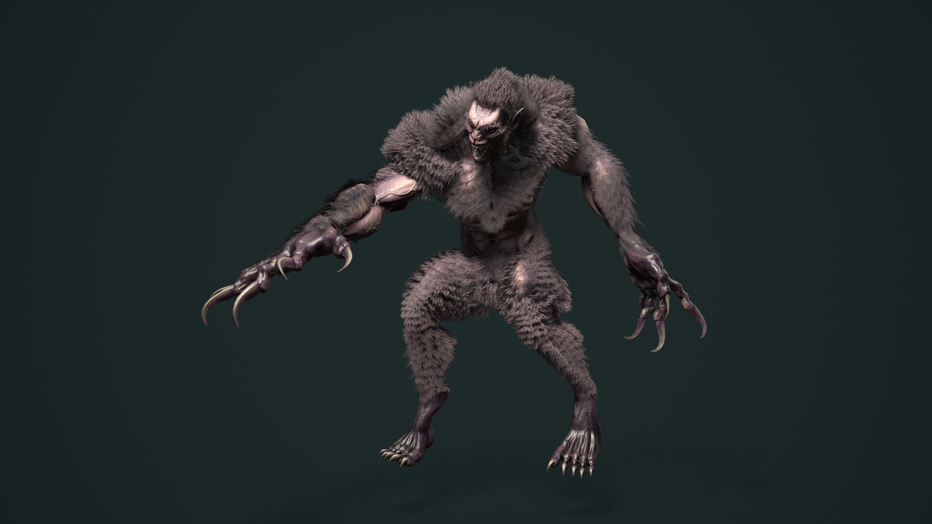 character Werewolf Low-poly 3D model_19