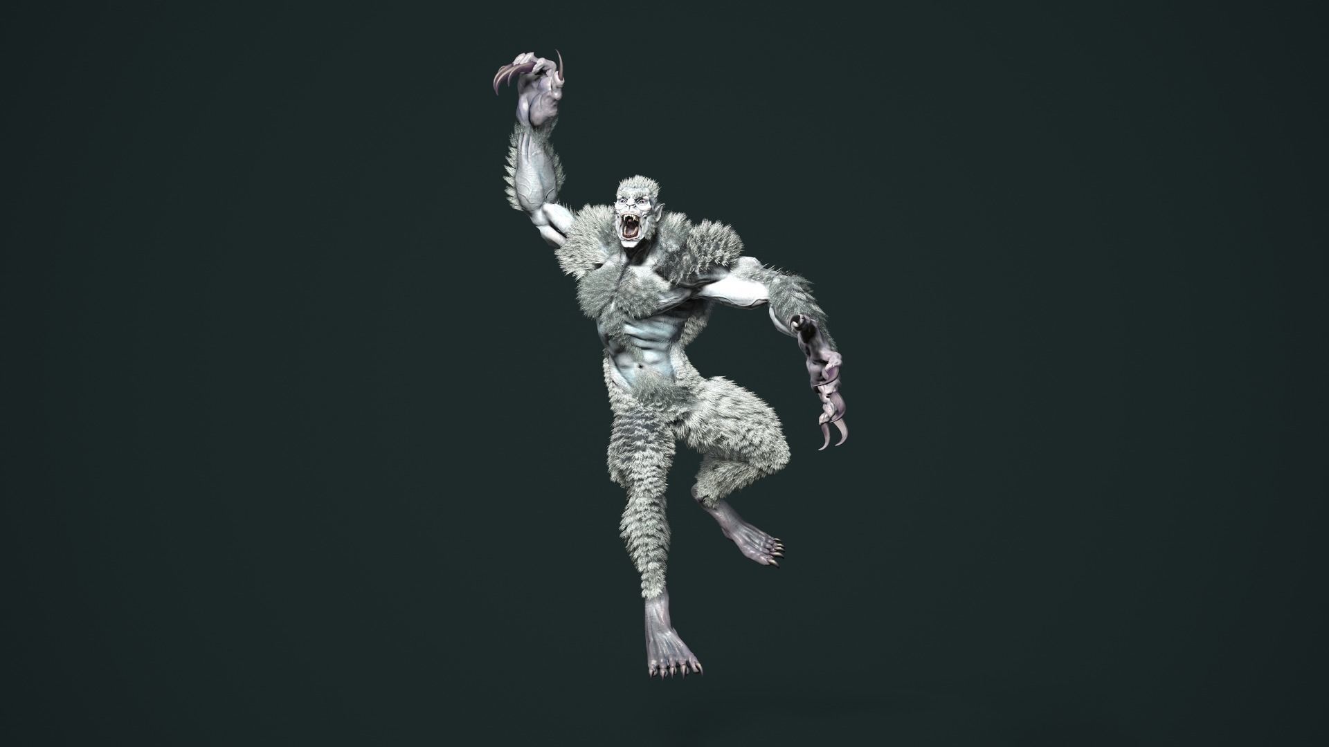 character Werewolf Low-poly 3D model_14